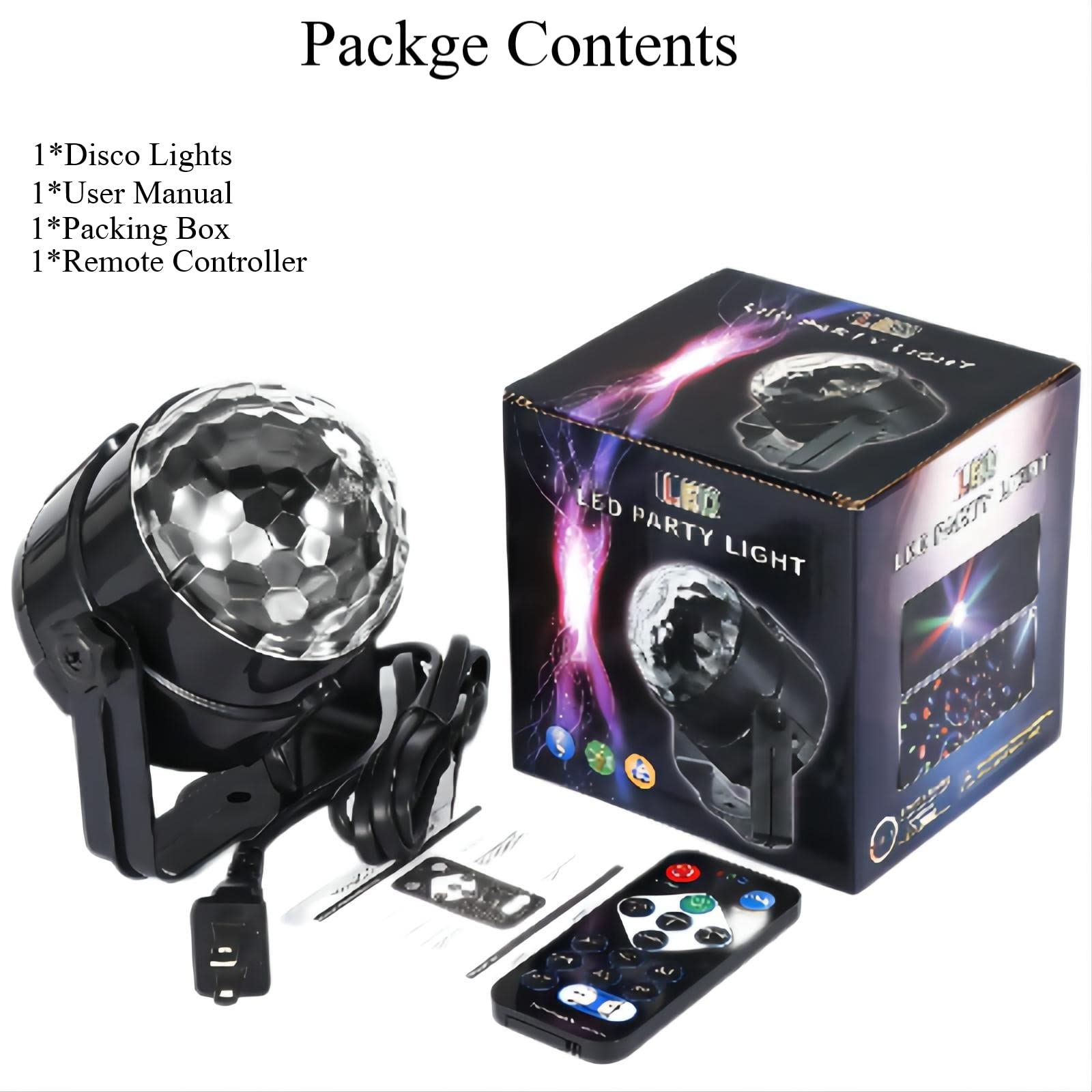 Yiixuyo Disco Ball Light - 7 Color LED Strobe with Remote Control, Mini Portable for Parties, DJ, Karaoke, Model EMS-10, ABS Material