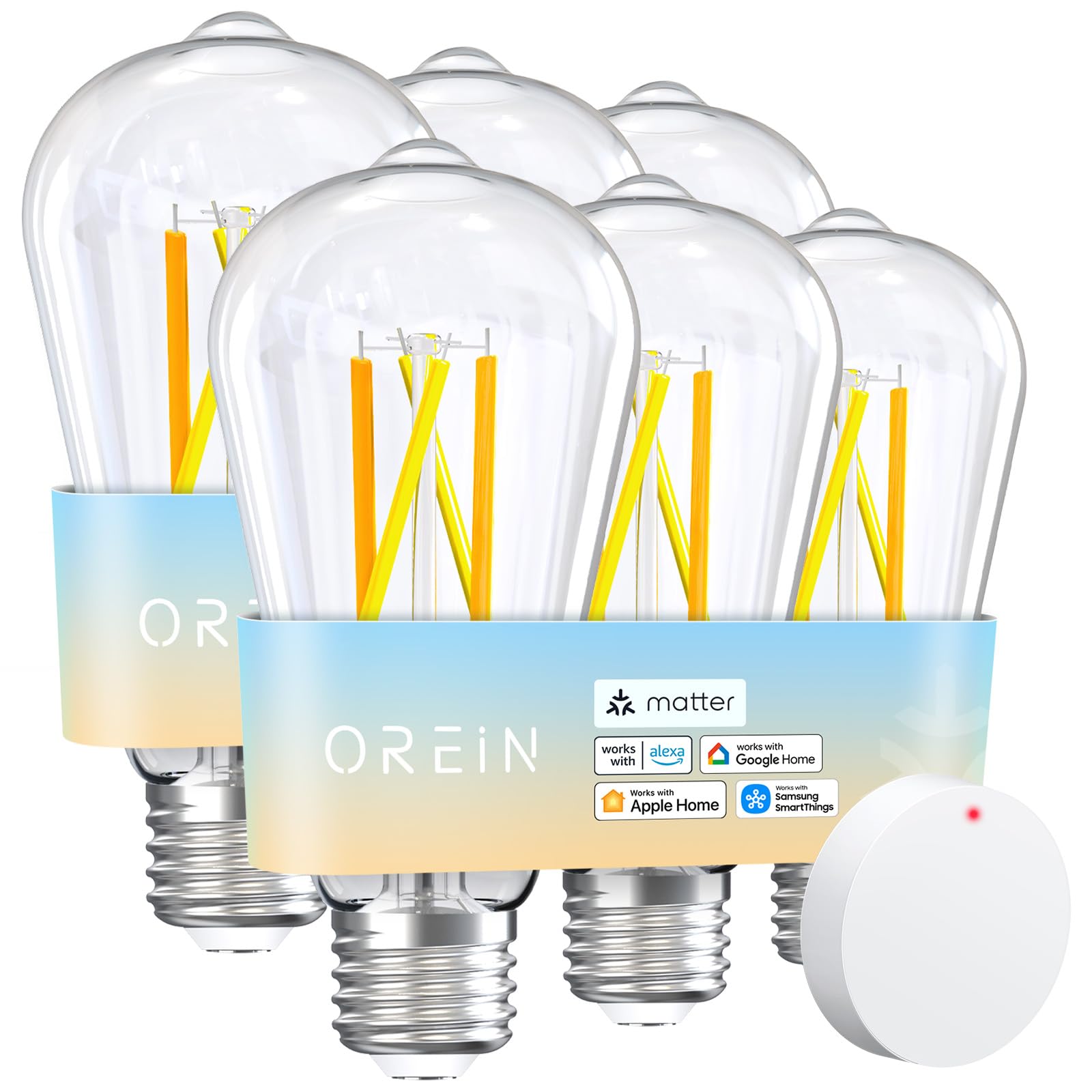 Orein Matter Smart Light Bulb, St19(58) Smart Edison Bulbs With Remote Control Work With Apple Home, Alexa, Google Home, Smartth