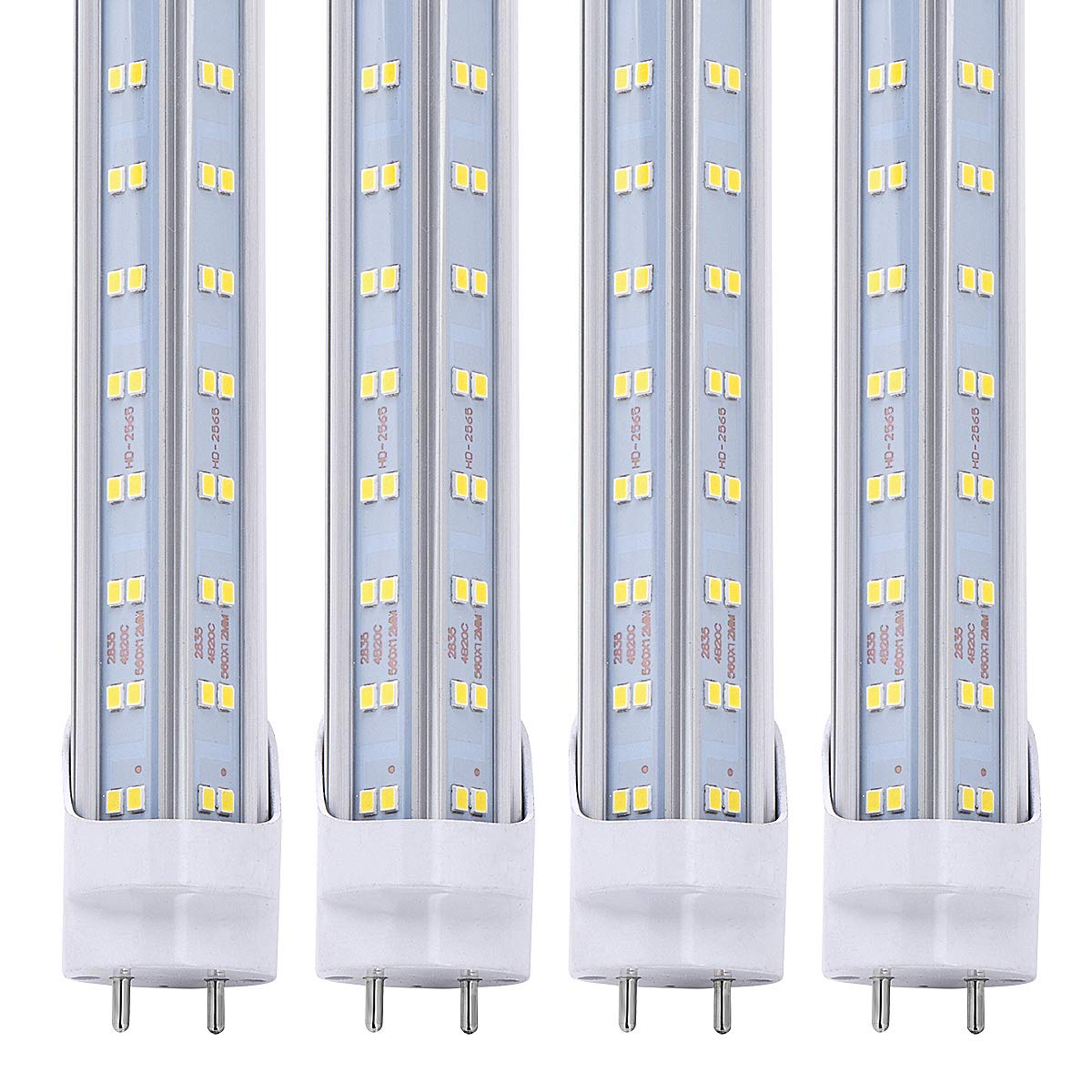 25Pack, T8 Led Bulbs 4Ft Tube Light, 60W 6500Lm 6000K Cold White, 4 Foot Flourescent Tube Replacement, 4 Row V Shape 270 Degree,