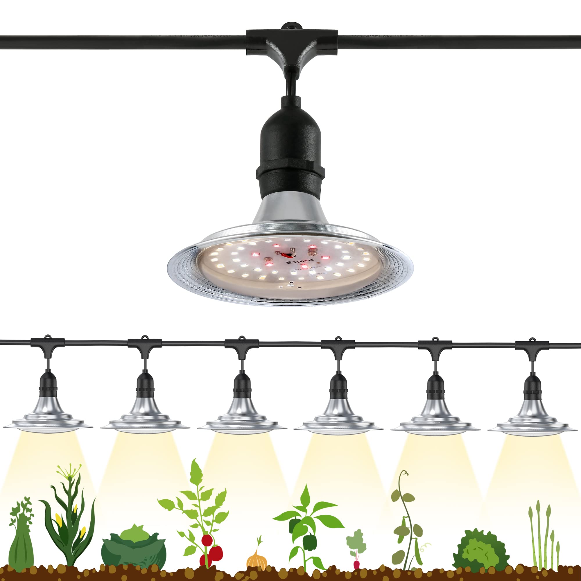 Espird 21.3Ft Waterproof Led Grow Light - Full Spectrum Greenhouse String Light For Plants