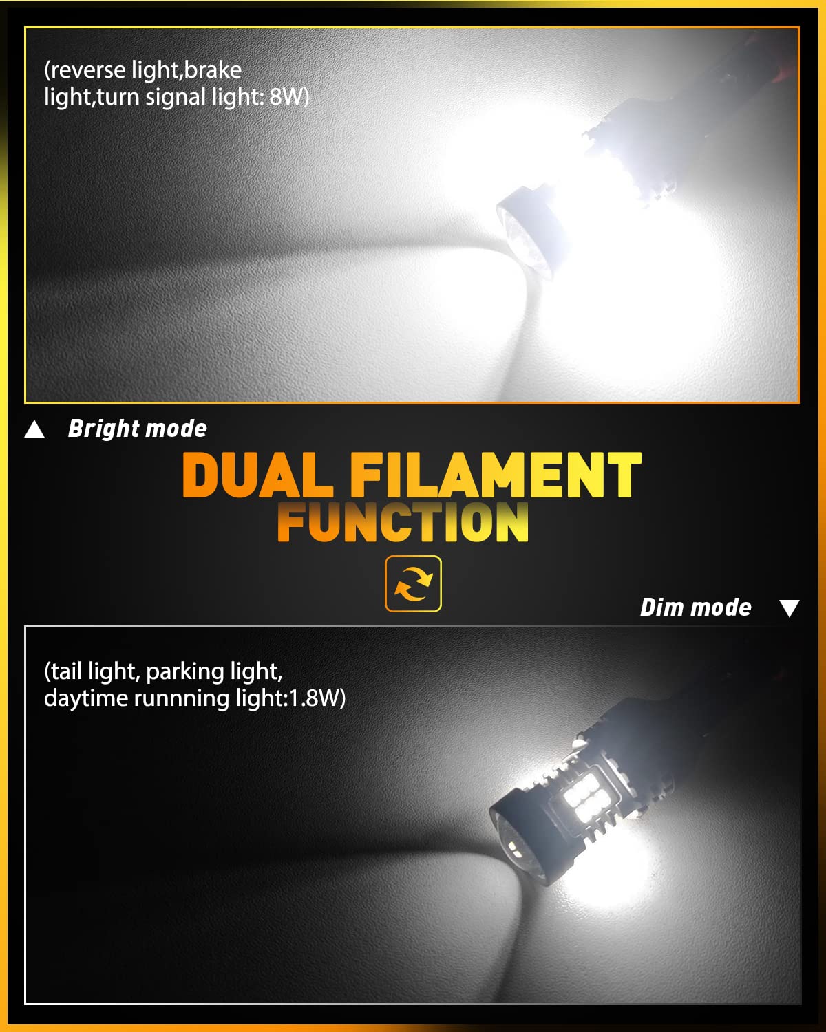 Oxilam 2023 Upgraded 7440 7443 Led Bulbs White For Reverse Lights, 4000Lm 600% Brighter, 7441 7444 T20 W21W Led Lamps Replacement For Backup Tail Brake Turn Signal Parking Lights And Drl (Pack Of 2)