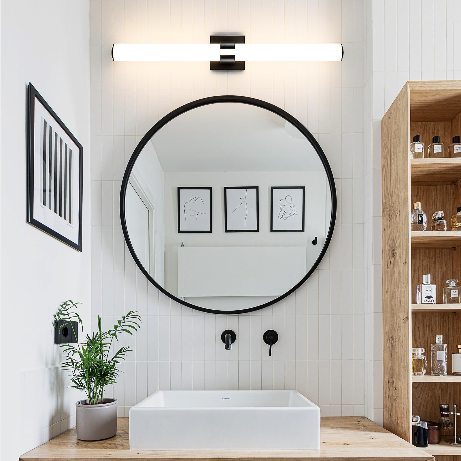 Aijiasi Black Bathroom Vanity Light Fixtures, 31 Inch Modern Bathroom Light Fixtures Over Mirror Sconce Lighting 36W 3000K Led Dimmable Vanity Light Bar For Mirror Bedroom Living Room