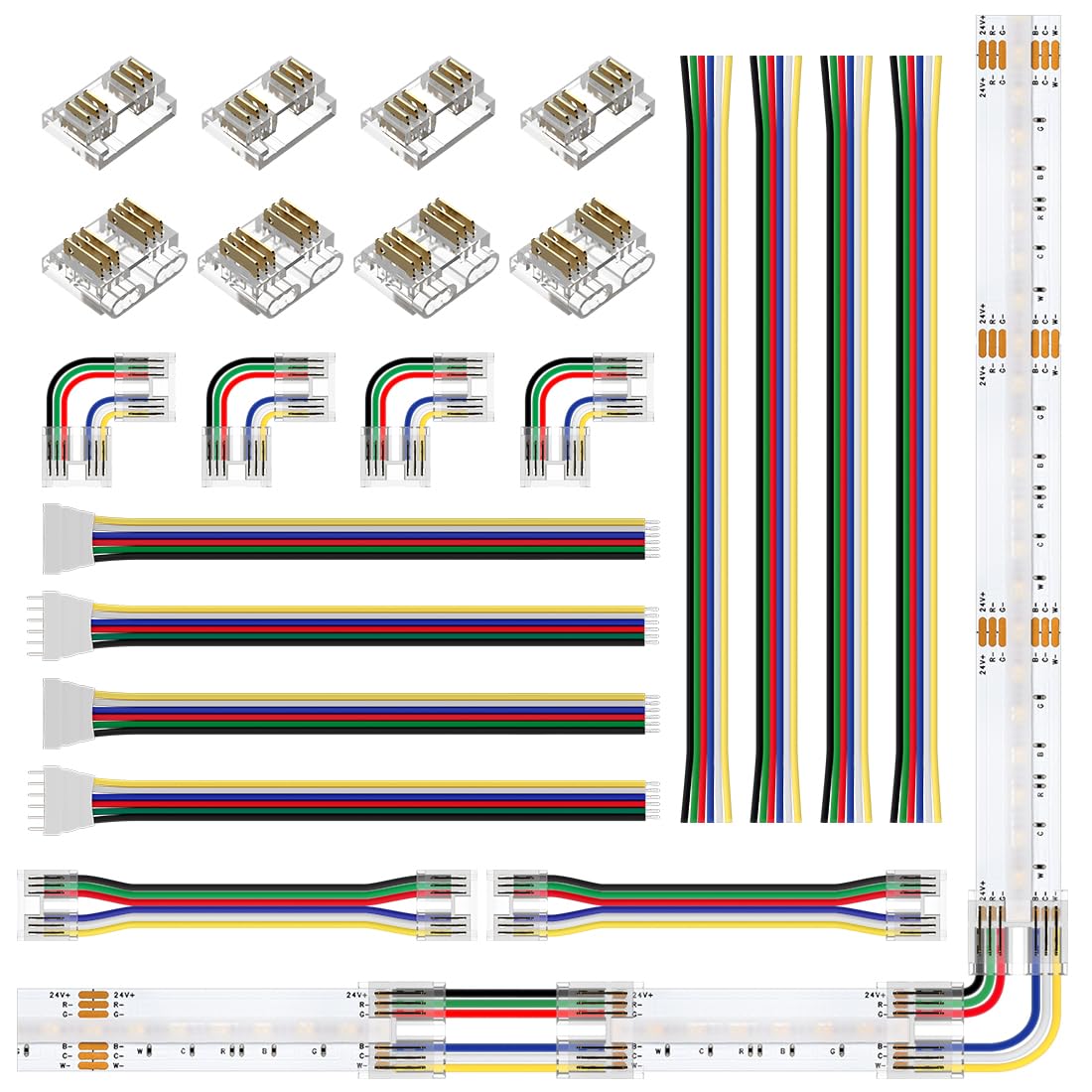 BTF-LIGHTING 6PIN Connector Kit for COB RGBCCT LED Strip Lights, 12mm Size, Multicolor