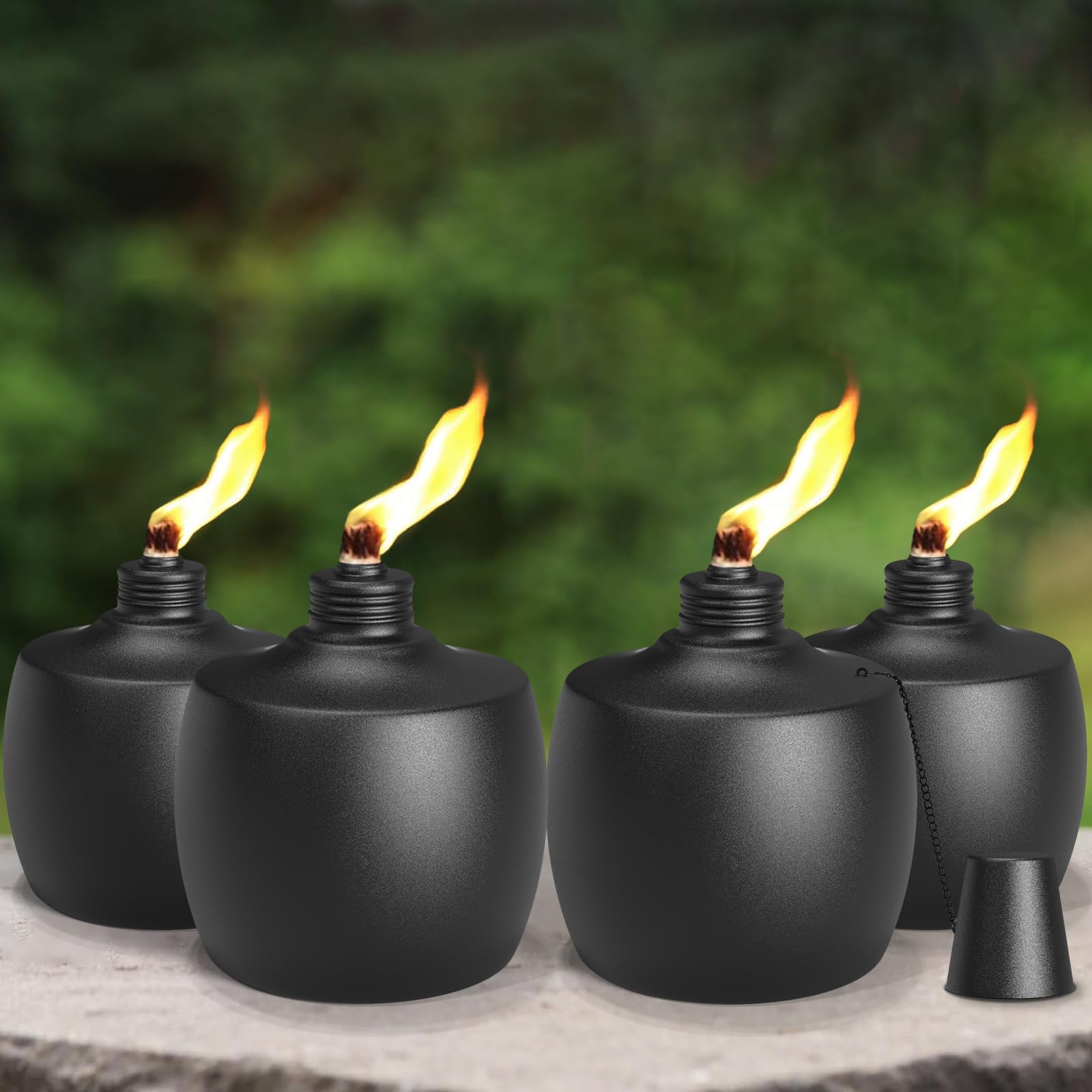 Falbawr 4-Pack Citronella Tabletop Torches, Metal Oil Burners For Outdoor, Yard & Patio