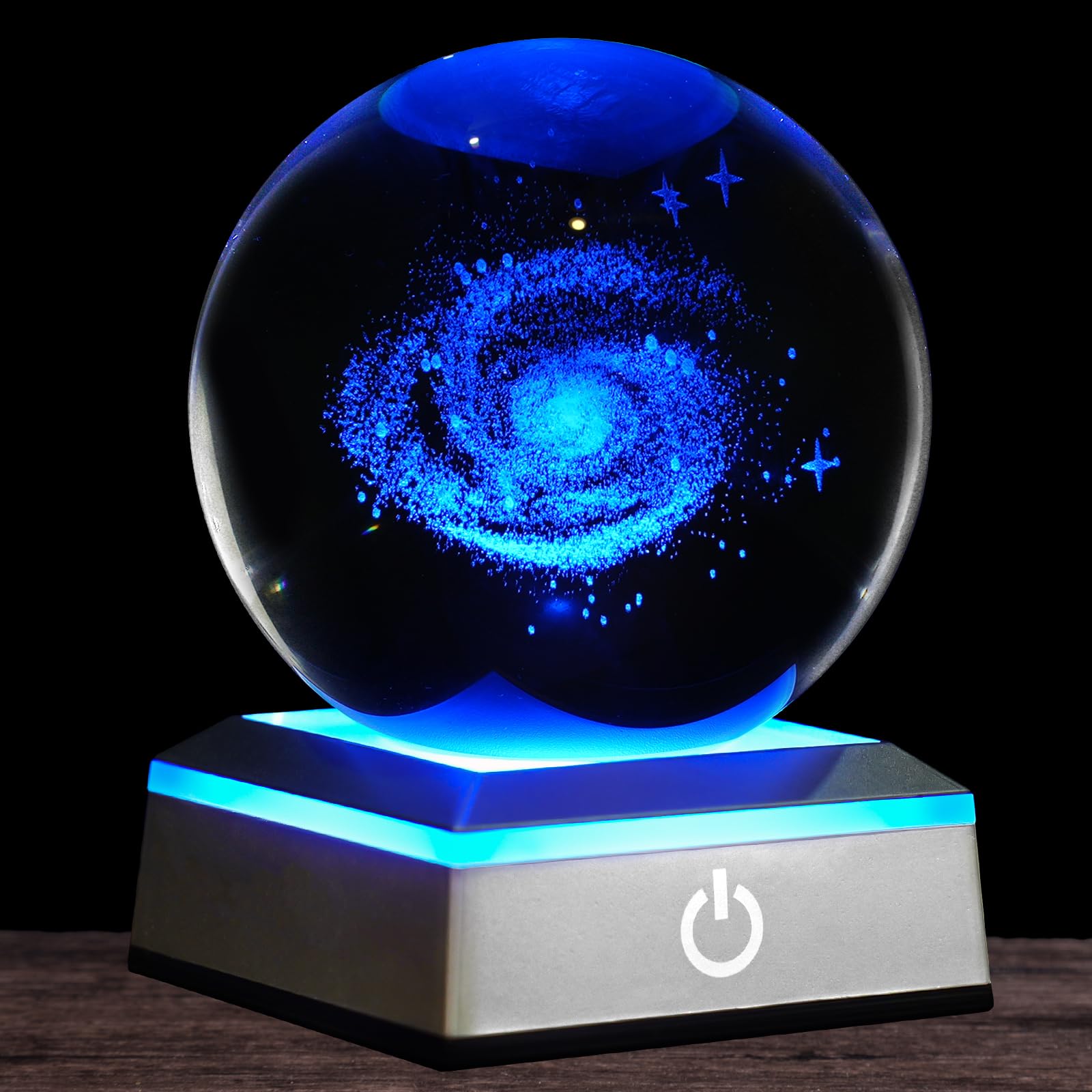 3D Galaxy Crystal Ball Night Light 3.15 inch Glass Ball Table Lamp with Color Changing Touch Base Decor Ideal Galaxy Model Gifts