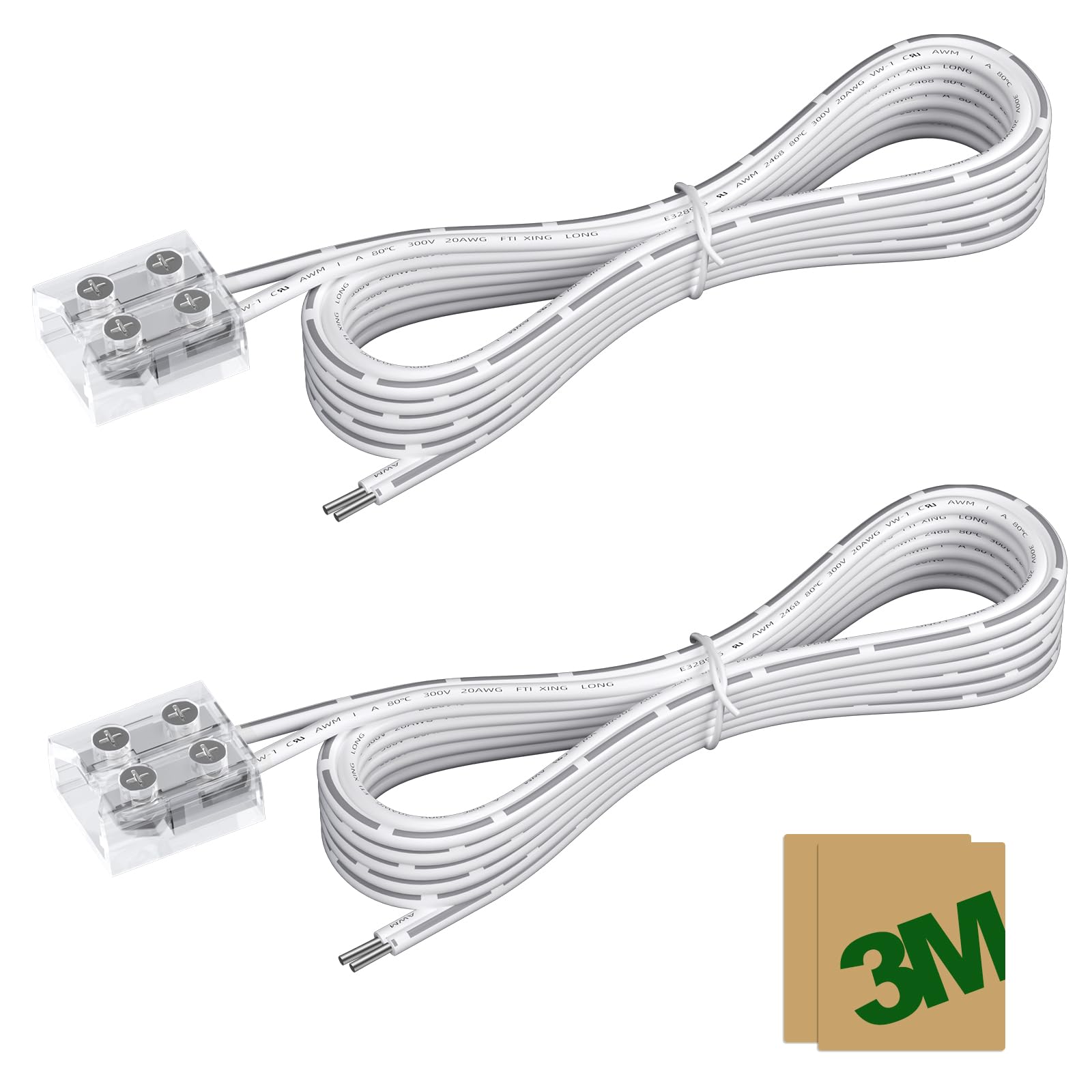 EMITEVER 10mm LED Strip Connectors,2 Packs LED Tape Light Connector 2 Pin Solderless Tighten Screw Transparent Light Extension C