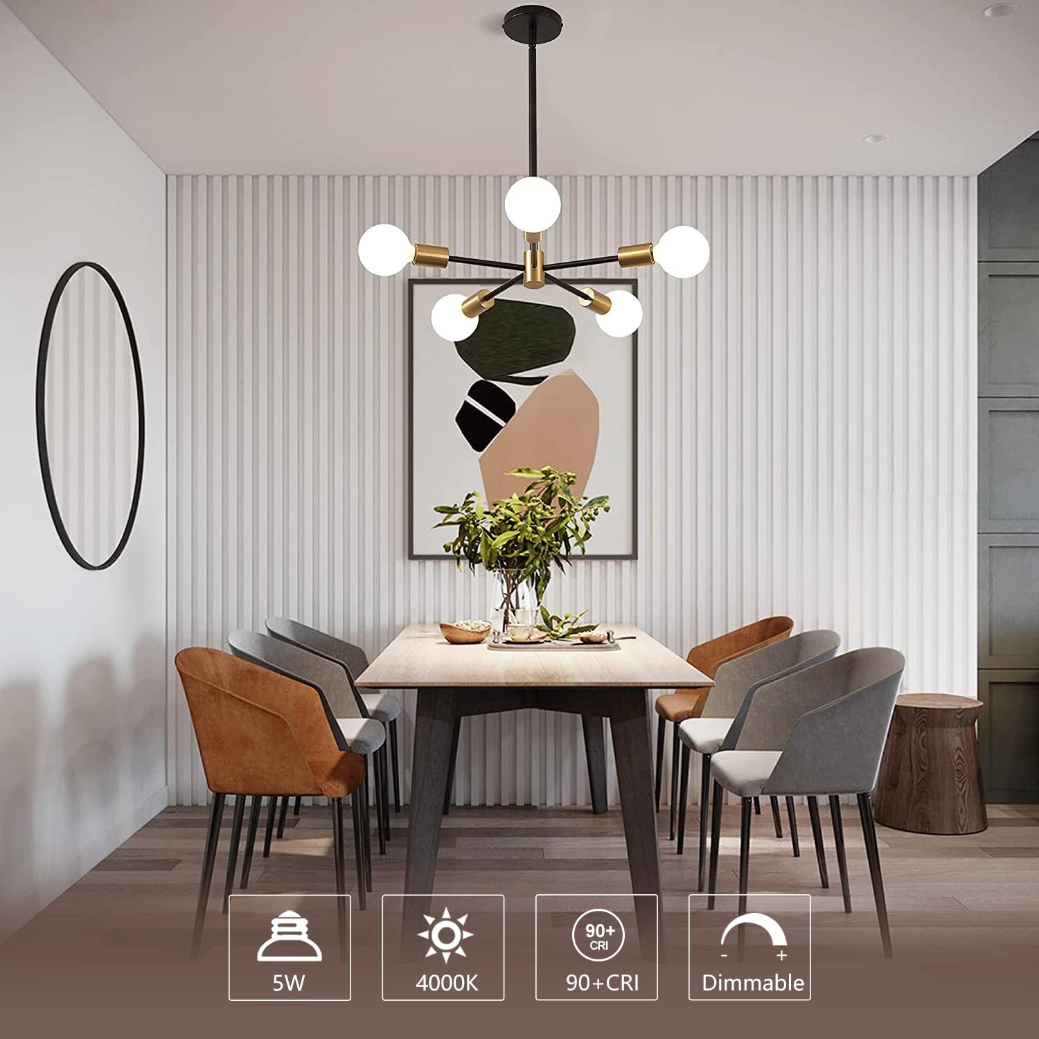 Kgc Led Globe Light Bulbs, Neutral White 4000K Cri 90, Led Filament Light Bulb, 5W Equivalent To 40W, G25(G80) Dimmable 500Lm E2