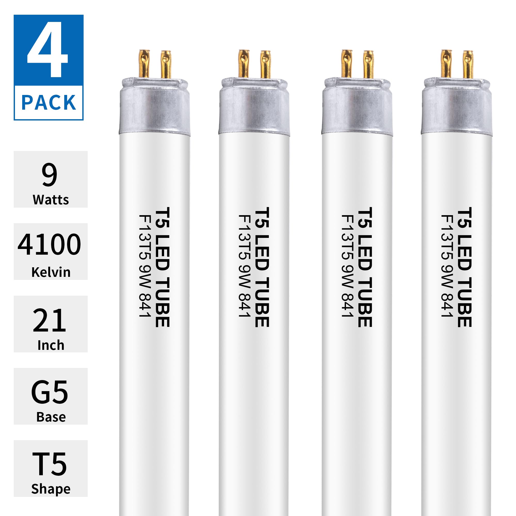 Wesome Lighting 21" F13T5/CW LED Bulbs, 4100K Cool White, 9W Replacement for Fluorescent, 4 Pack