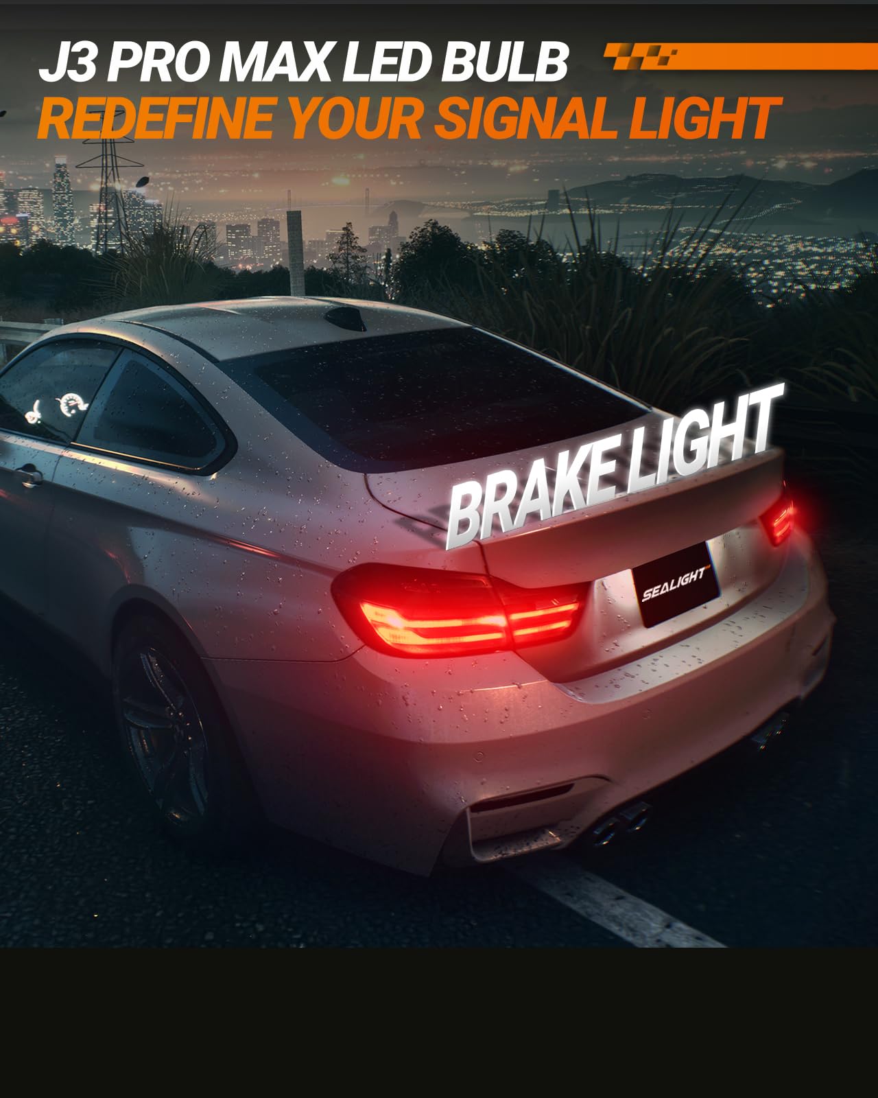 SEALIGHT 7443 LED Bulb T20 Brake Light, 30W 3200LM, Error Free Red, Anti Hyper Flash, Pack of 2