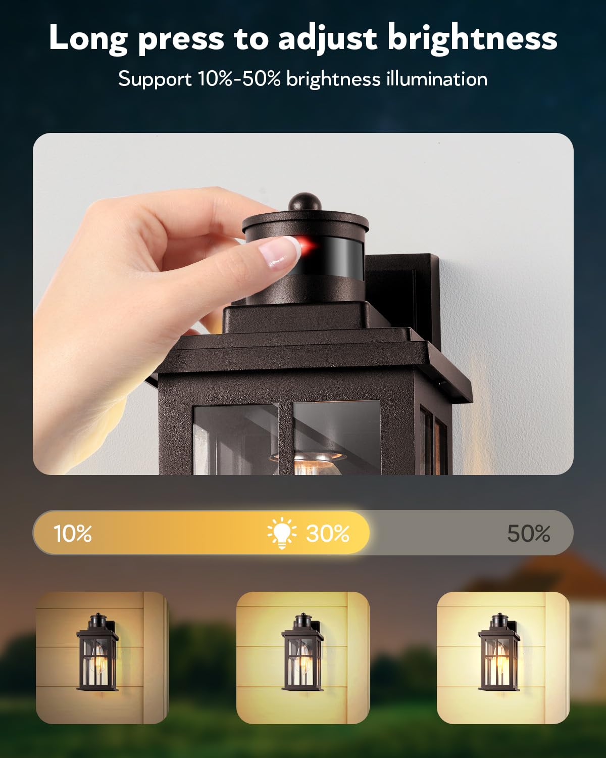 OPAXIS Outdoor Motion Sensor Light, 2 Pack, Oil-Rubbed Bronze, Waterproof, Anti-Rust, Model P81492BR, Tempered Clear Glass