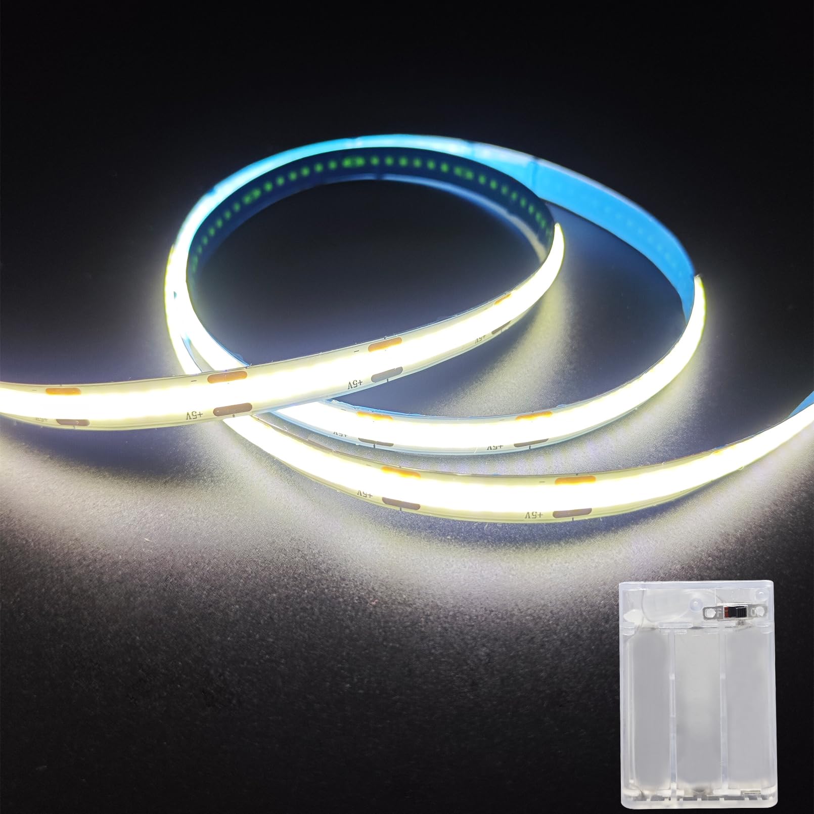 ZSLAIFU Battery Powered LED Band Lights  3.3FT COB LED Band Light  Battery Operated LED Lights  White LED Band Lights Battery Powered for Closet  Cabinet  Shelf  Kitchen  DIY Lighting