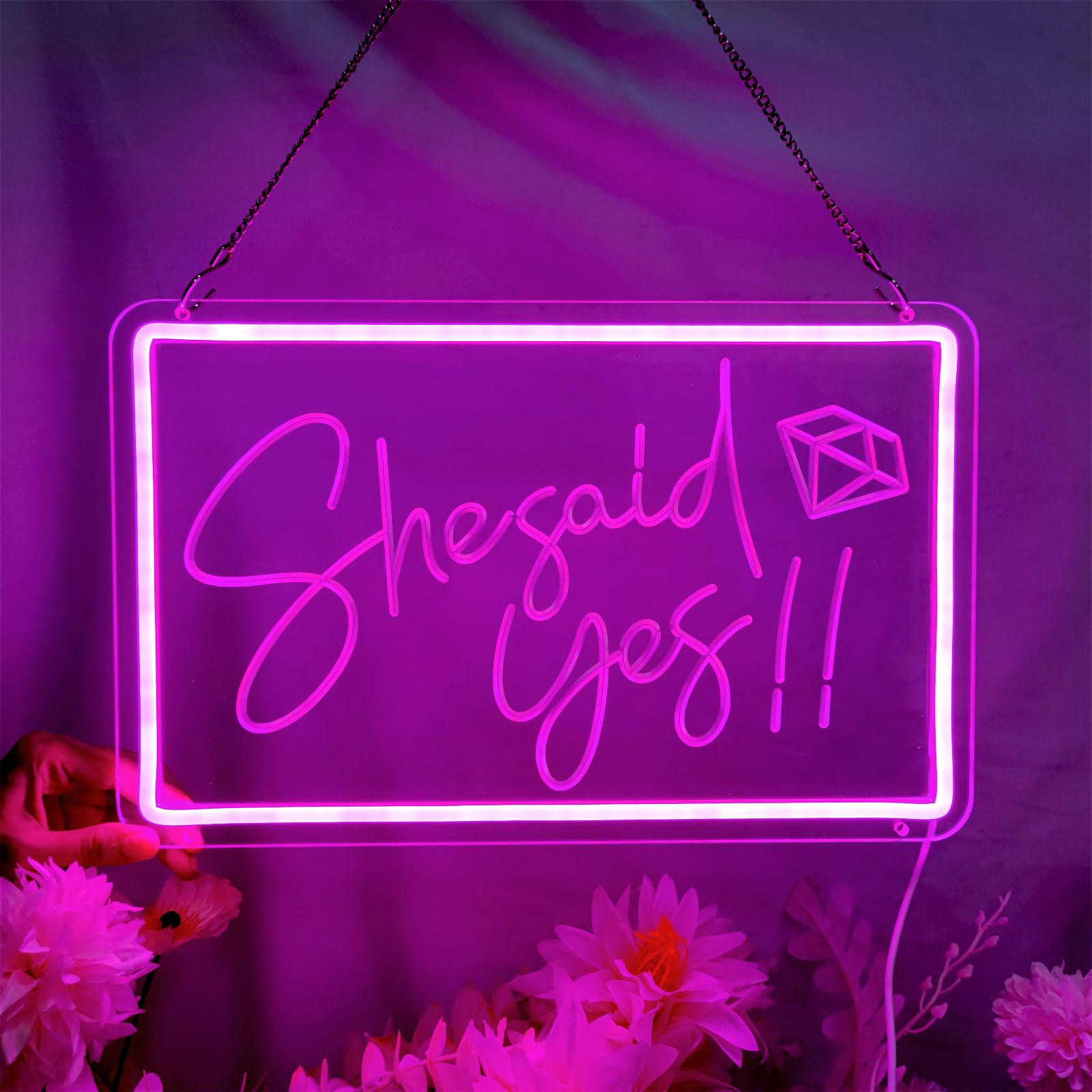 She Said Yes Neon Sign Decorations, Propose Engagement Party Decor Signs for Wedding, Bridal Shower, Bedroom, Bar Pub, Will You