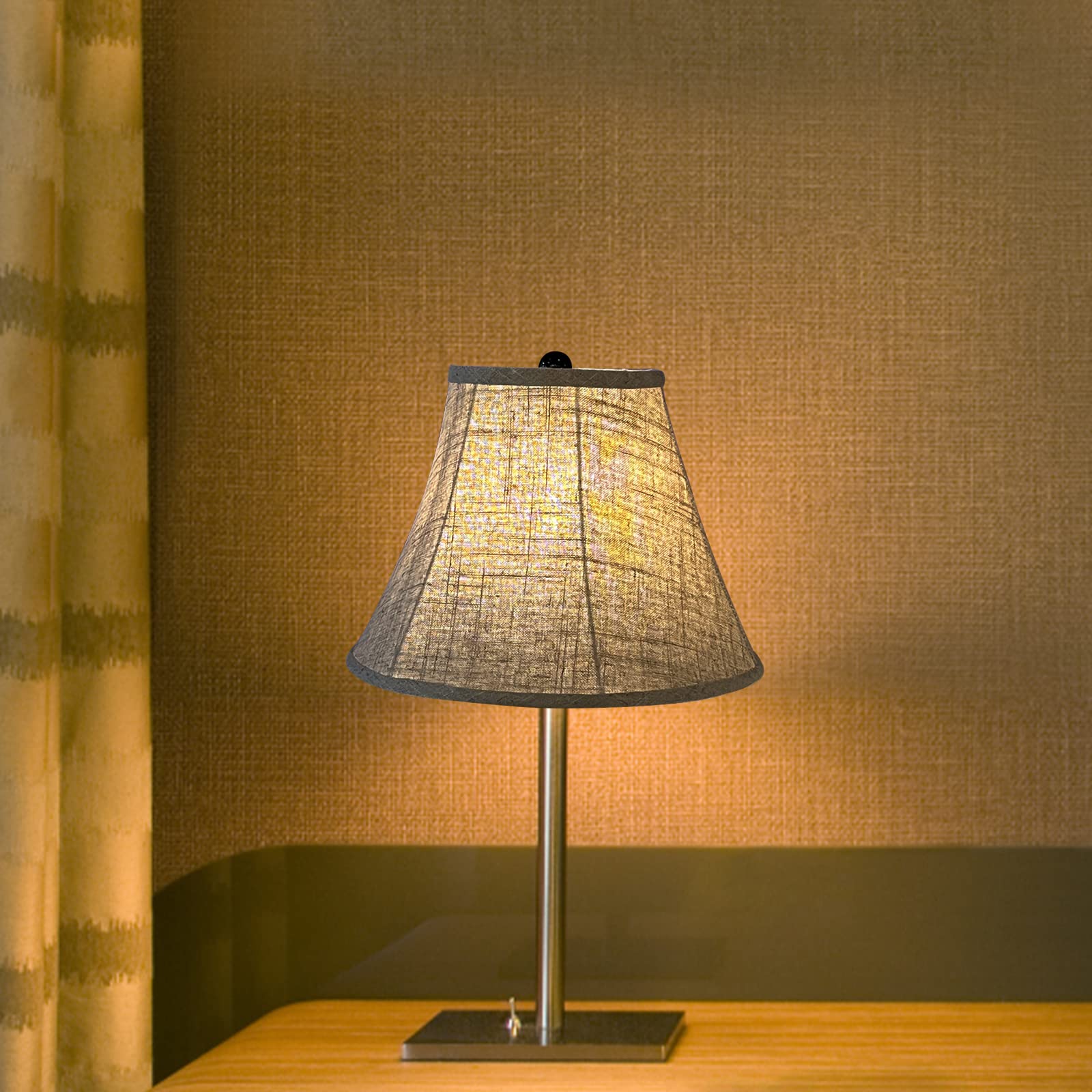 Tootoo Star Double Brown Barrel Lamp Shade Set Of 2, 6X12X8.5 Inch, Handcrafted Fabric For Floor And Table Lamps