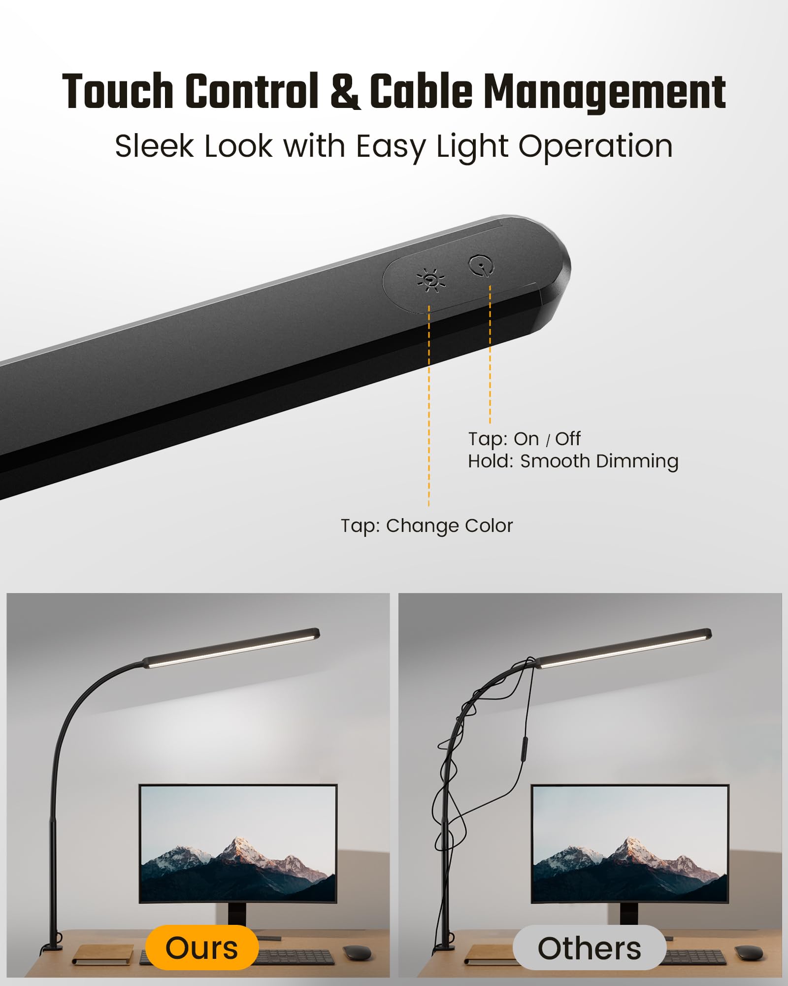 Superdanny Led Desk Lamp, Eye-Caring, 360° Gooseneck, Touch Control, 3 Light Colors,