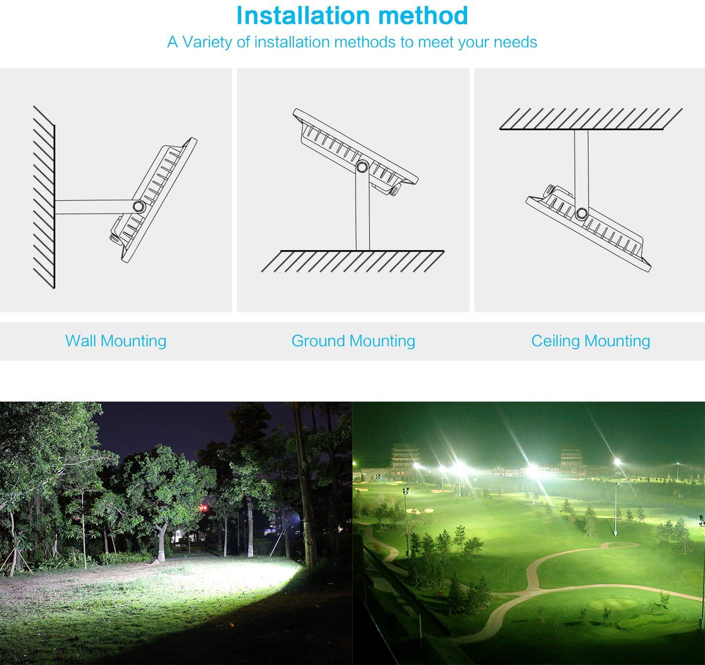 Gopretty 300W Led Flood Light Bulbs 2 Pack, Outdoor Waterproof Ip66, 6000K Daylight White, 36000Lm Exteriores Security Floodlights For Garden, Garage, Stadium