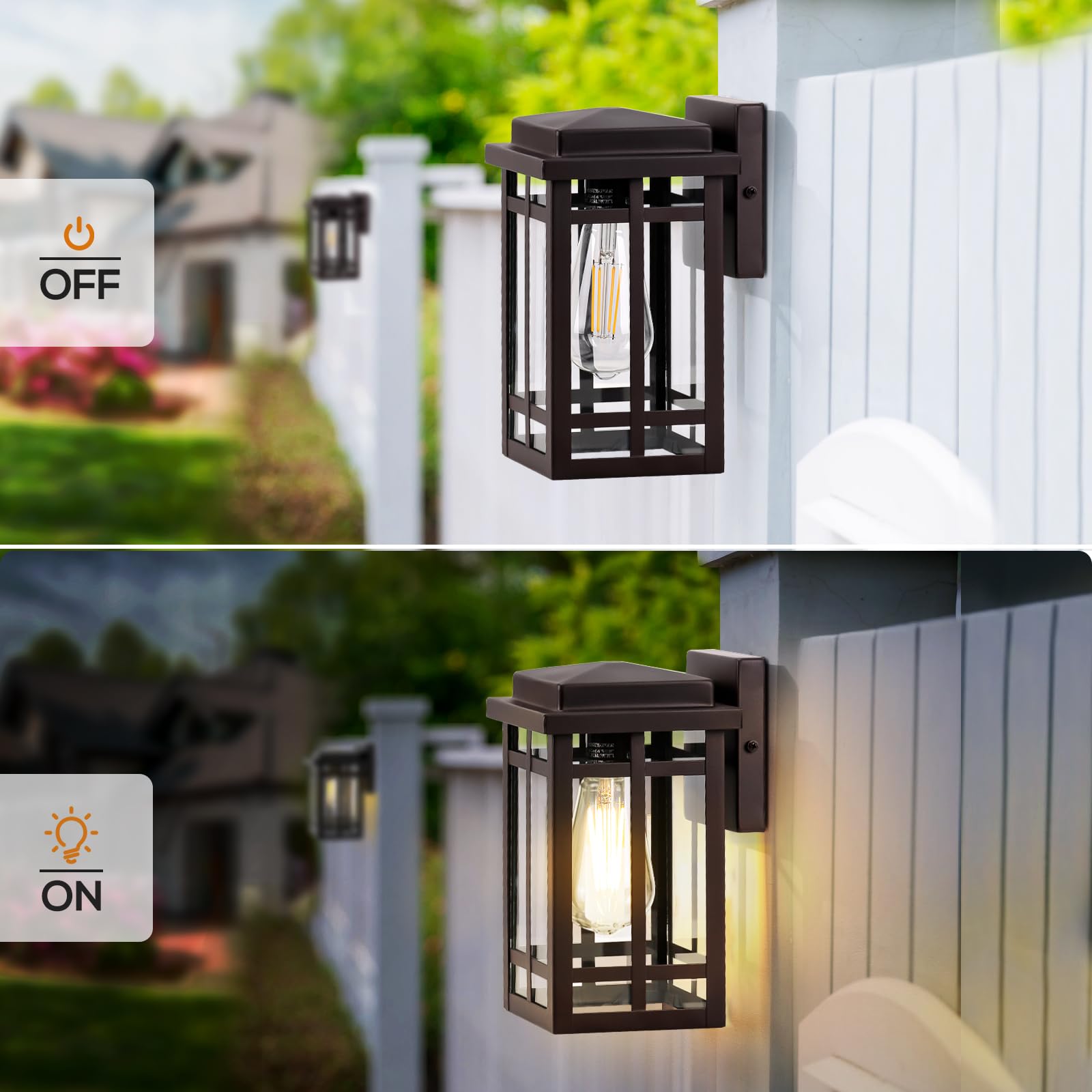 9.76'' Outdoor Wall Light Fixtures 2 Packs, Waterproof Porch Lights Wall Lanterns, Exterior Modern Matte Brown Wall Mount Lighti