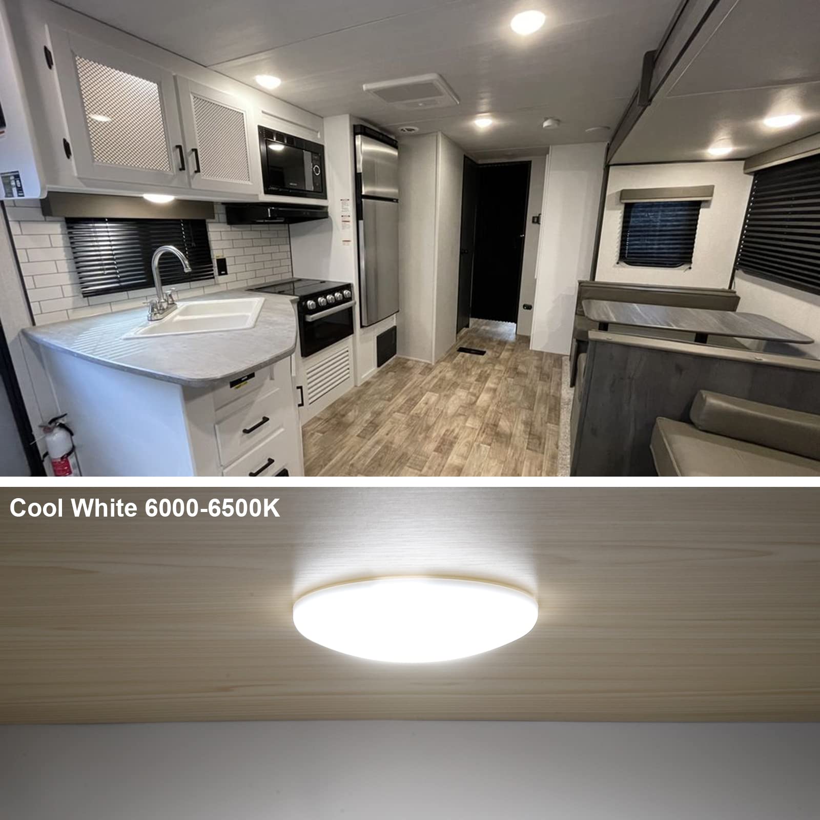Rvzone 4 Pack Rv Led Ceiling Puck Light Rv Boat Interior Light Dc 12V Surface Mount Ceiling Dome Lighting, 4.5W Panel Downlight