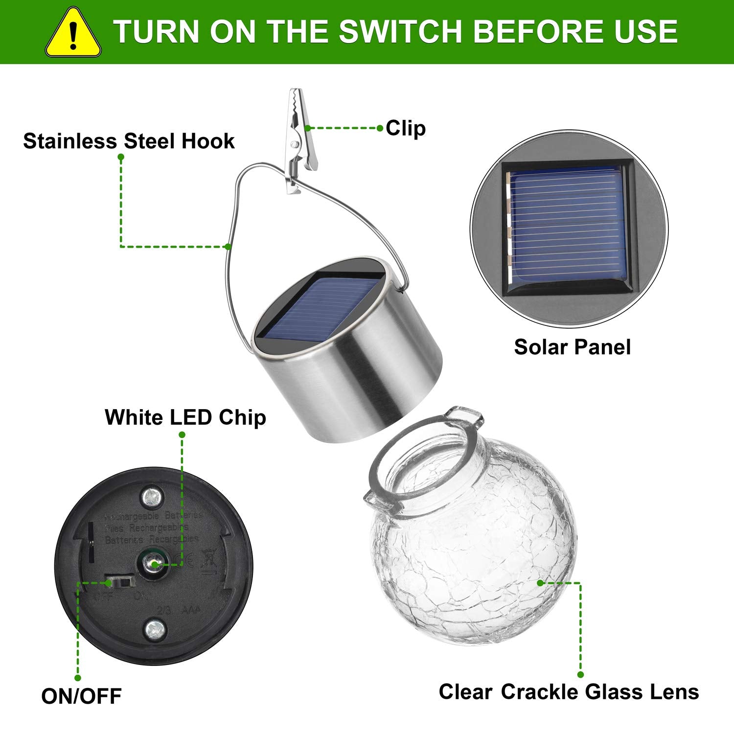 Maxvolador 12-Pack Hanging Solar Lights Outdoor,Decorative Cracked Glass Ball Light,Solar Powered Waterproof Globe Lighting With Handle For Garden,Yard,Patio,Tree,Holiday Decoration(Cool White)