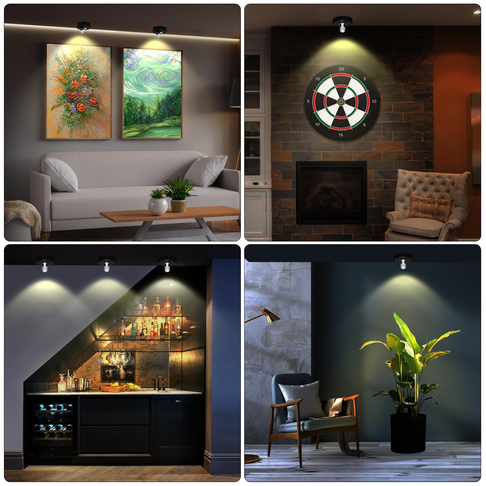 Led Spotlight Battery Operated, Wireless Picture Light, Accent Spot Light For Indoor Plant Tree, Display Puck Lights With Remote