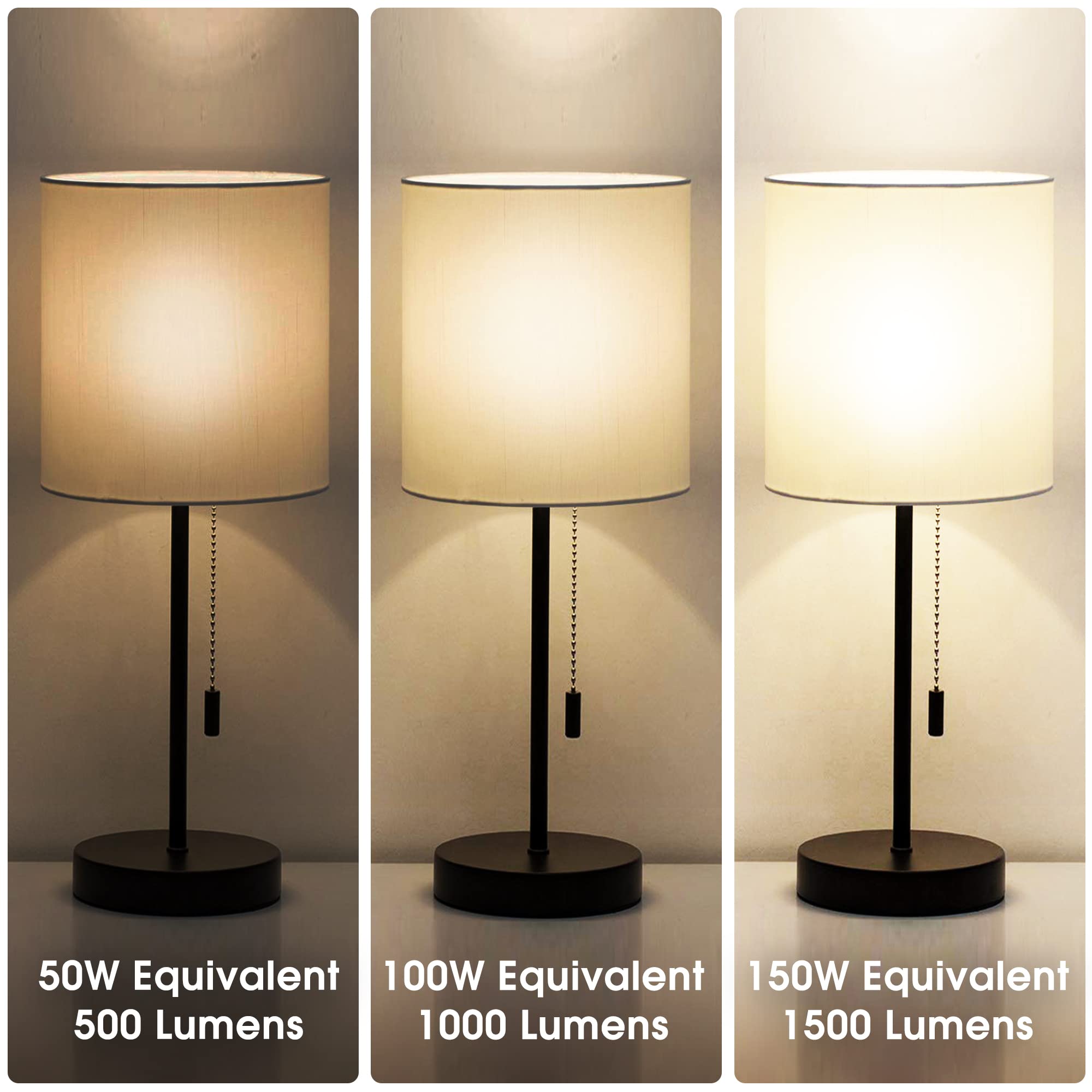 Briignite Led Light Bulbs, 3 Way Light Bulbs 50 100 150W Equivalent, 3 Way Light Bulbs, Three Way A19 Light Bulbs E26 Medium Base, Warm White 3000K, 600Lm-1200Lm-1600Lm, 4 Pack