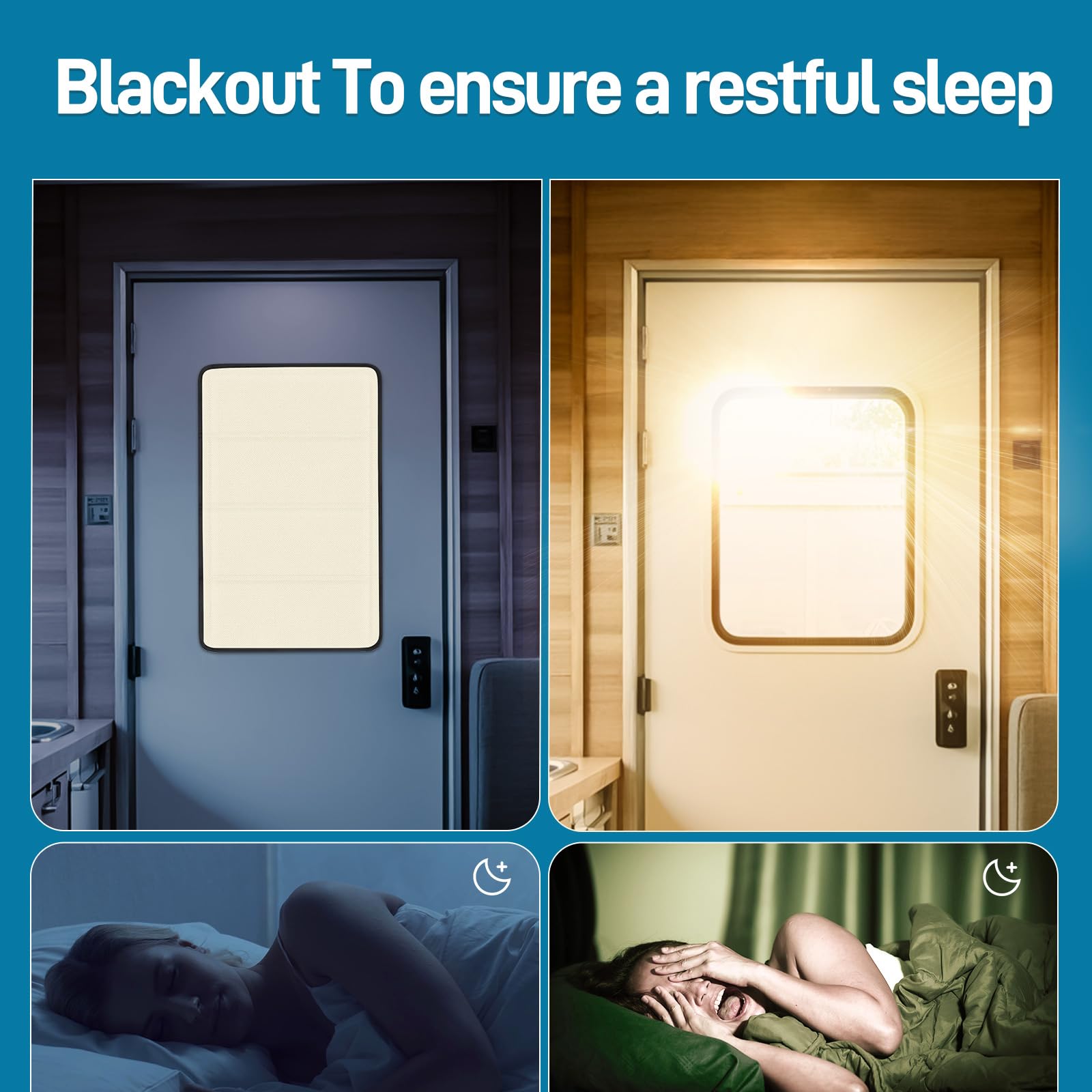 SUNICO RV Door Window Shade, 100% Blackout, Magnetic, 25in H x 16in W, Beige, Anti-UV Aluminum Foil Reflective, Waterproof Fabric
