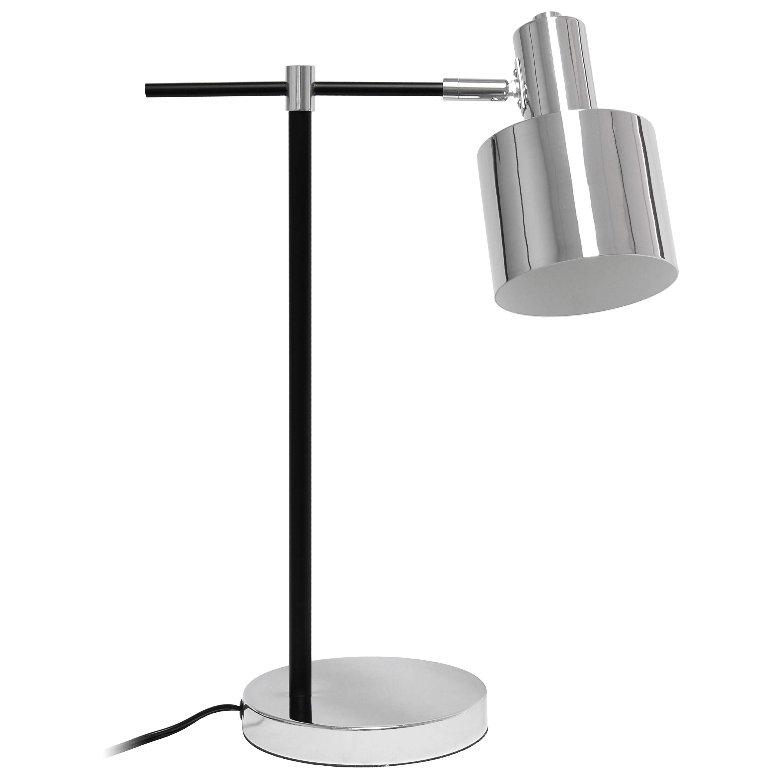 Simple Designs LT2074-CHR Metal Table Lamp, Chrome Finish, Iron Material