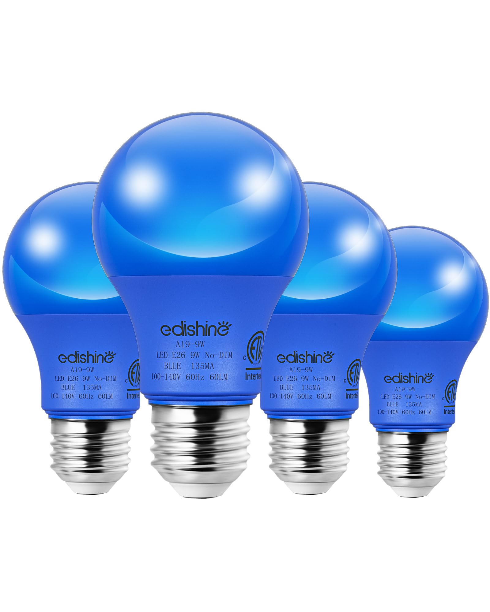 EDISHINE Blue Light Bulb, A19 LED Light Bulb, LED Bulb E26 Base, 9W(60W Equivalent), Outdoor Blue Lights for Christmas Decoratio