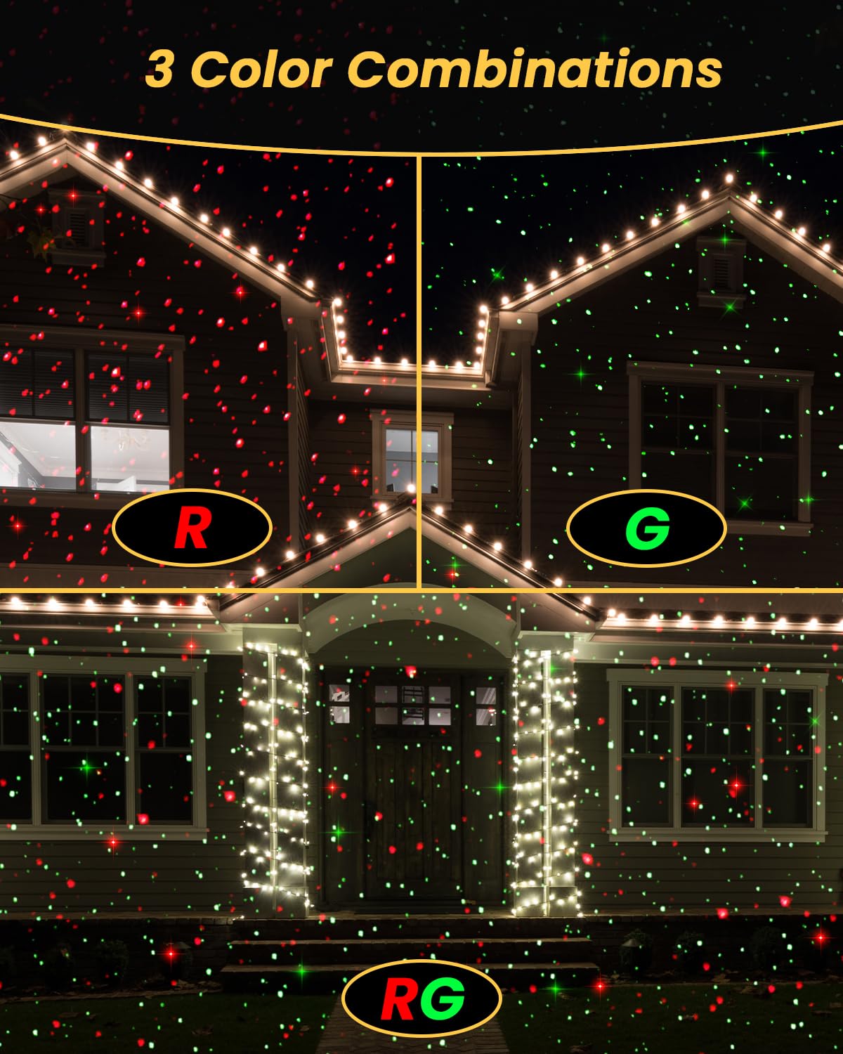 Enjoyedled Christmas Projector Lights - Red & Green Galaxy Laser, IP65 Waterproof, Remote Control - Model LPS-GD-03RG