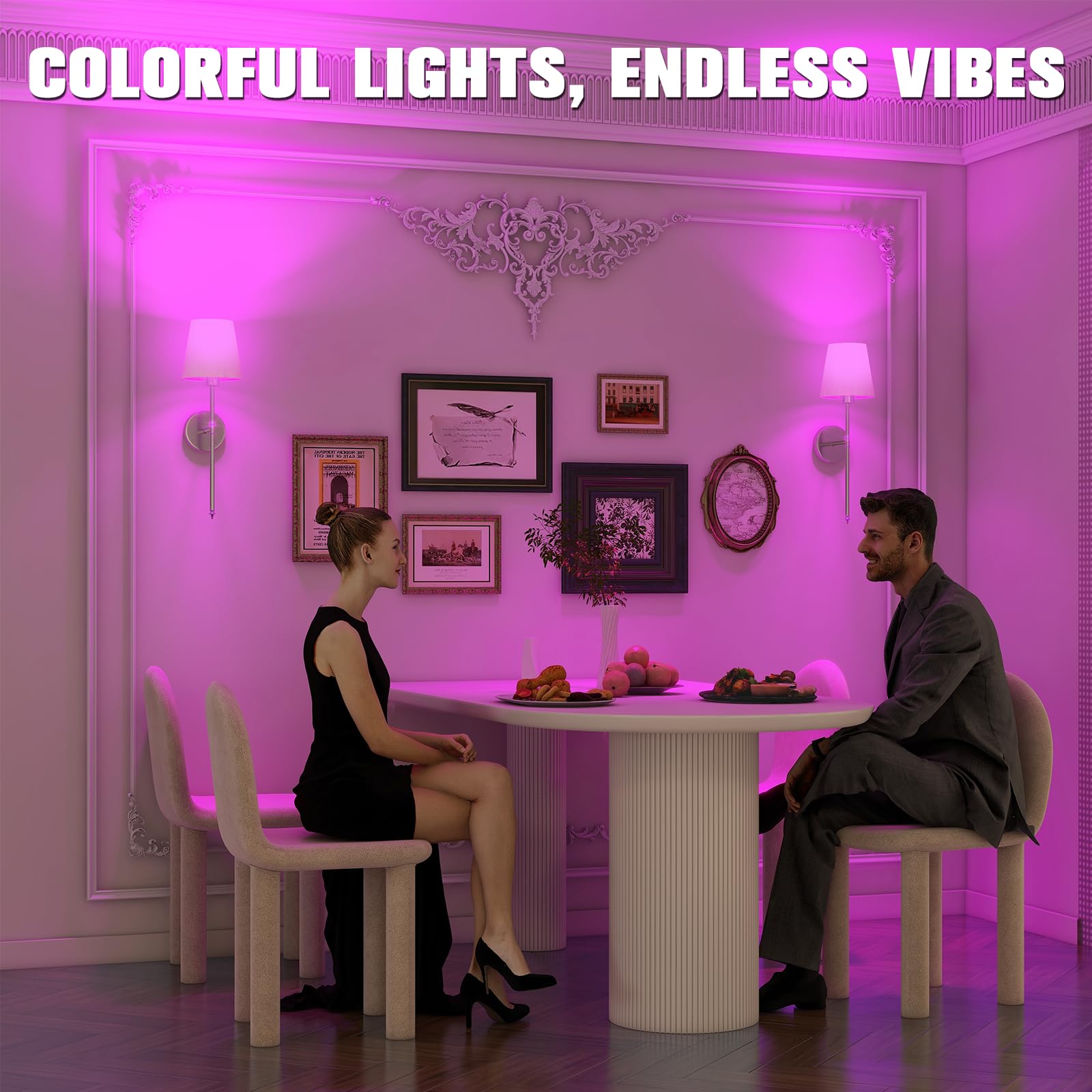 Jofios Wall Lights Battery Operated Wall Sconces Set Of 2,Silver Wireless Wall Sconces With Remote,9 Colors Modes Rechargeable W