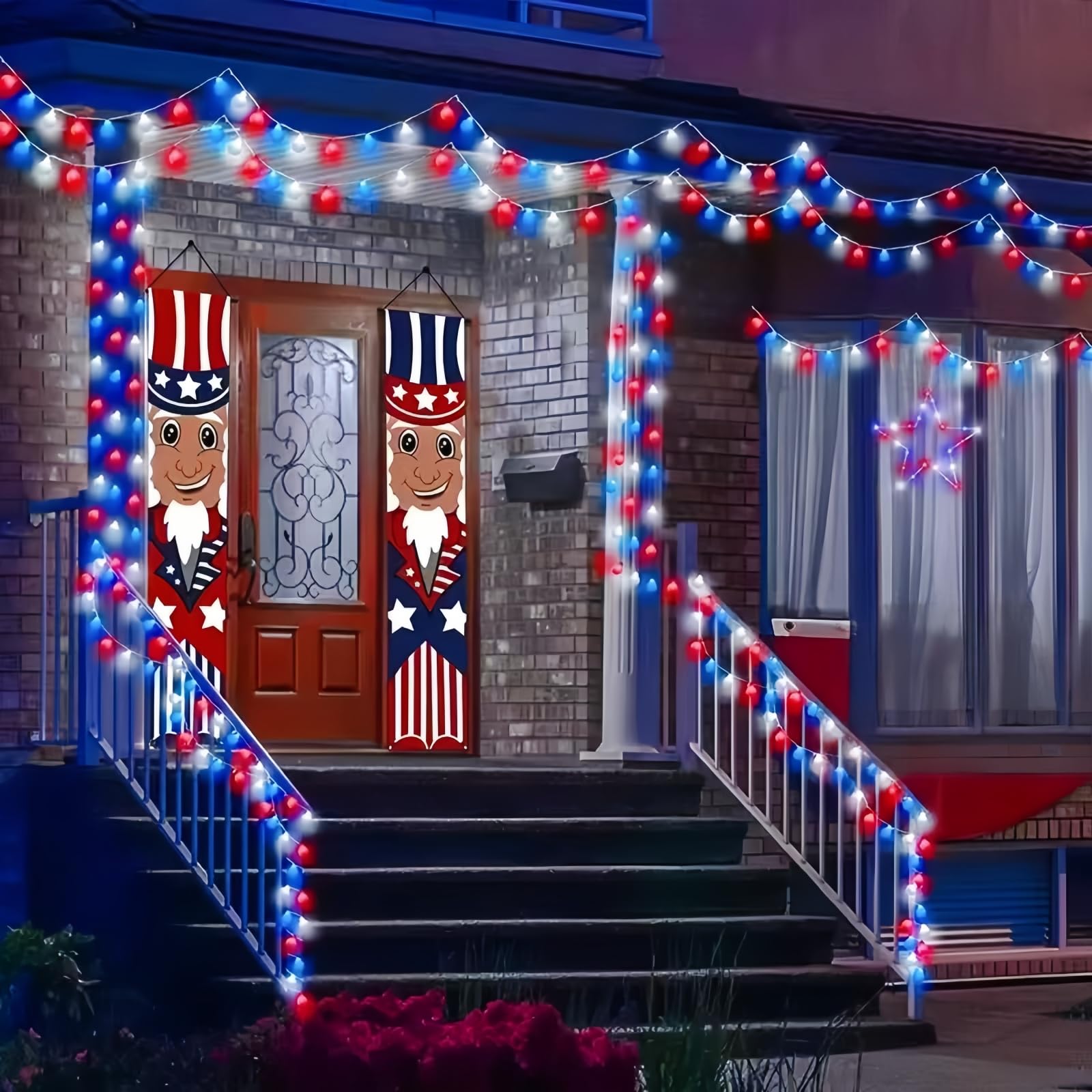 Jinbest Red White And Blue Christmas Lights, Ul Certified And Commercial Grade 100 Led Christmas Decorations String Lights, For