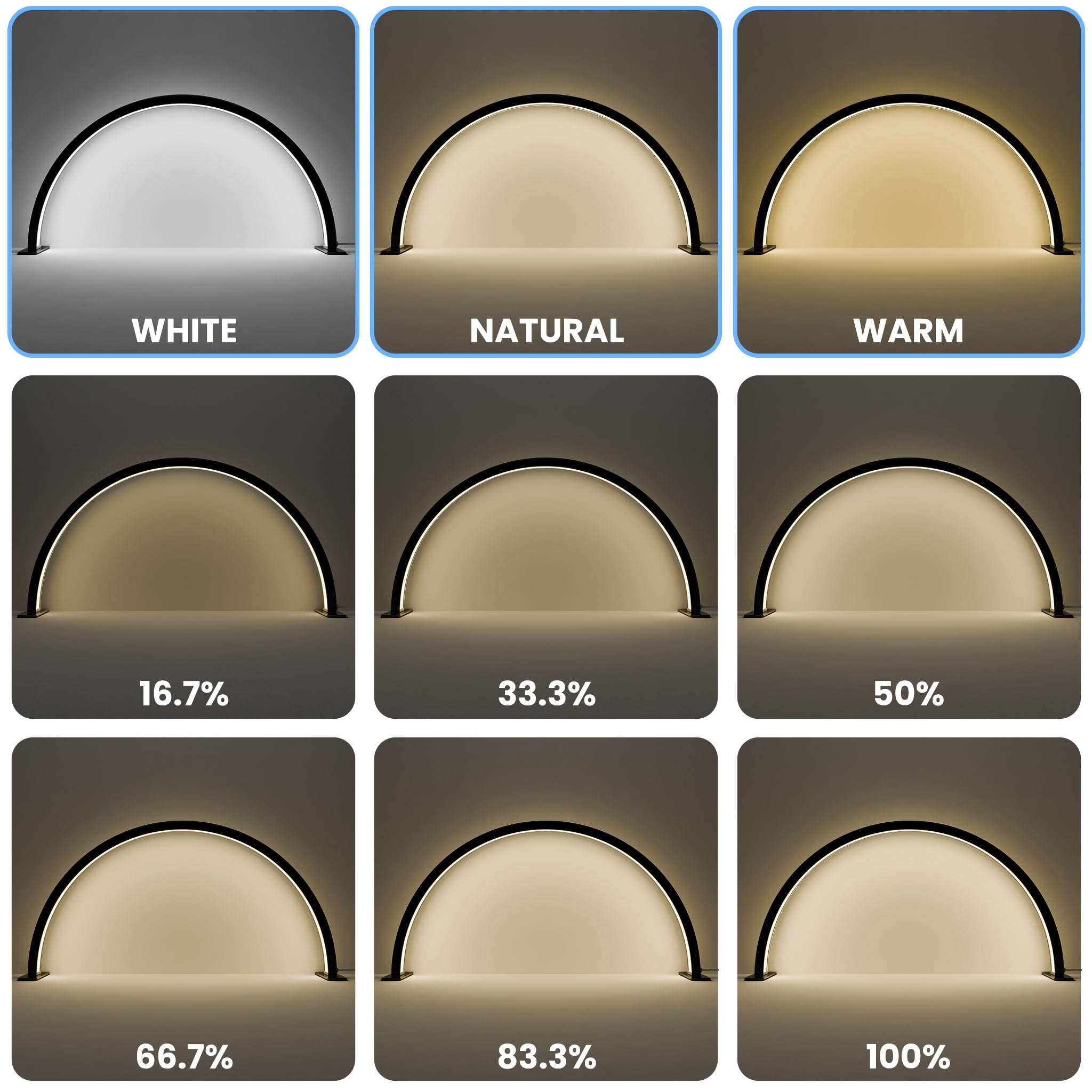 Gelpal Large Half Moon Light For Nail Desk, 30'' 48W Professionals Led Light, Desk Lamp For Lash Eyelash Extension,Makeup Desk L