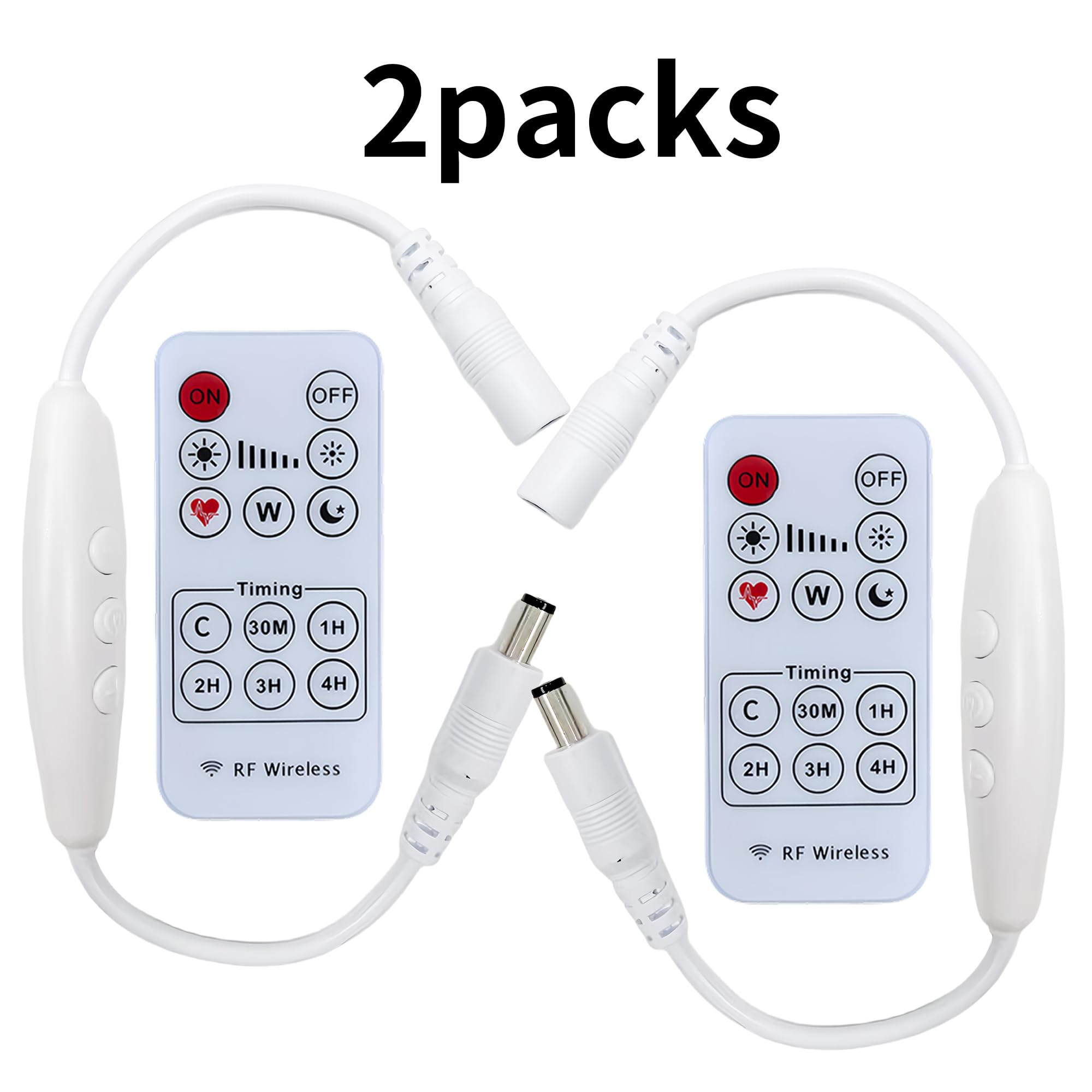 Clearhill 12V DC Dimmer Switch 2Pcs with Remote Control, 6-Speed Dimming, White, Model LRSL-101, for Single Color LED Lights