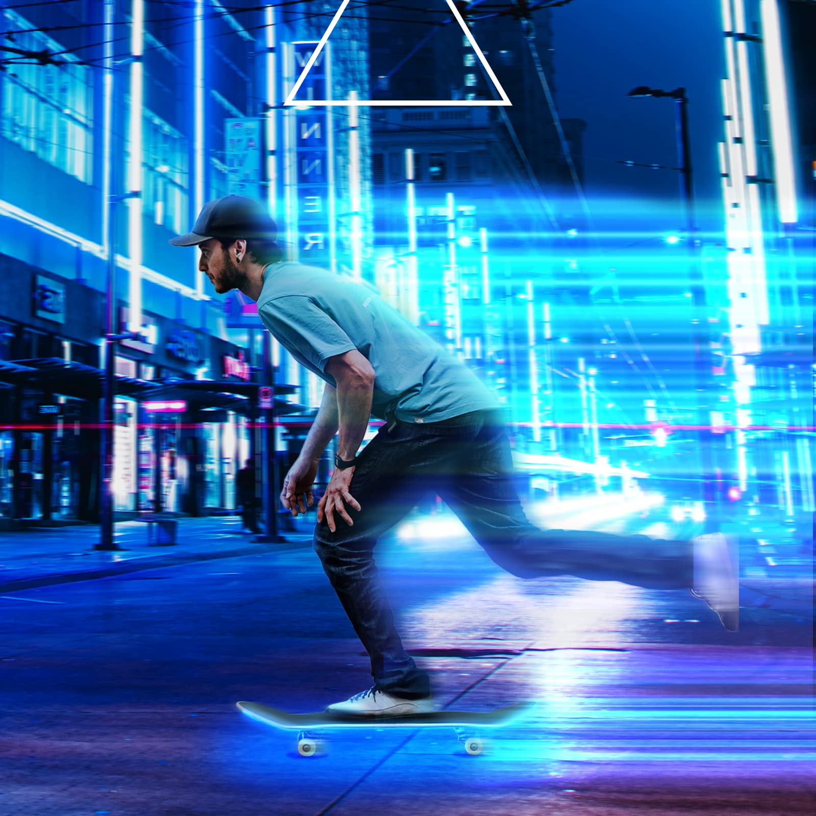 DANCRA LED Skateboard Lights - 2.62ft RGB Strip Light for Night Riding, Battery Powered Safety Lights
