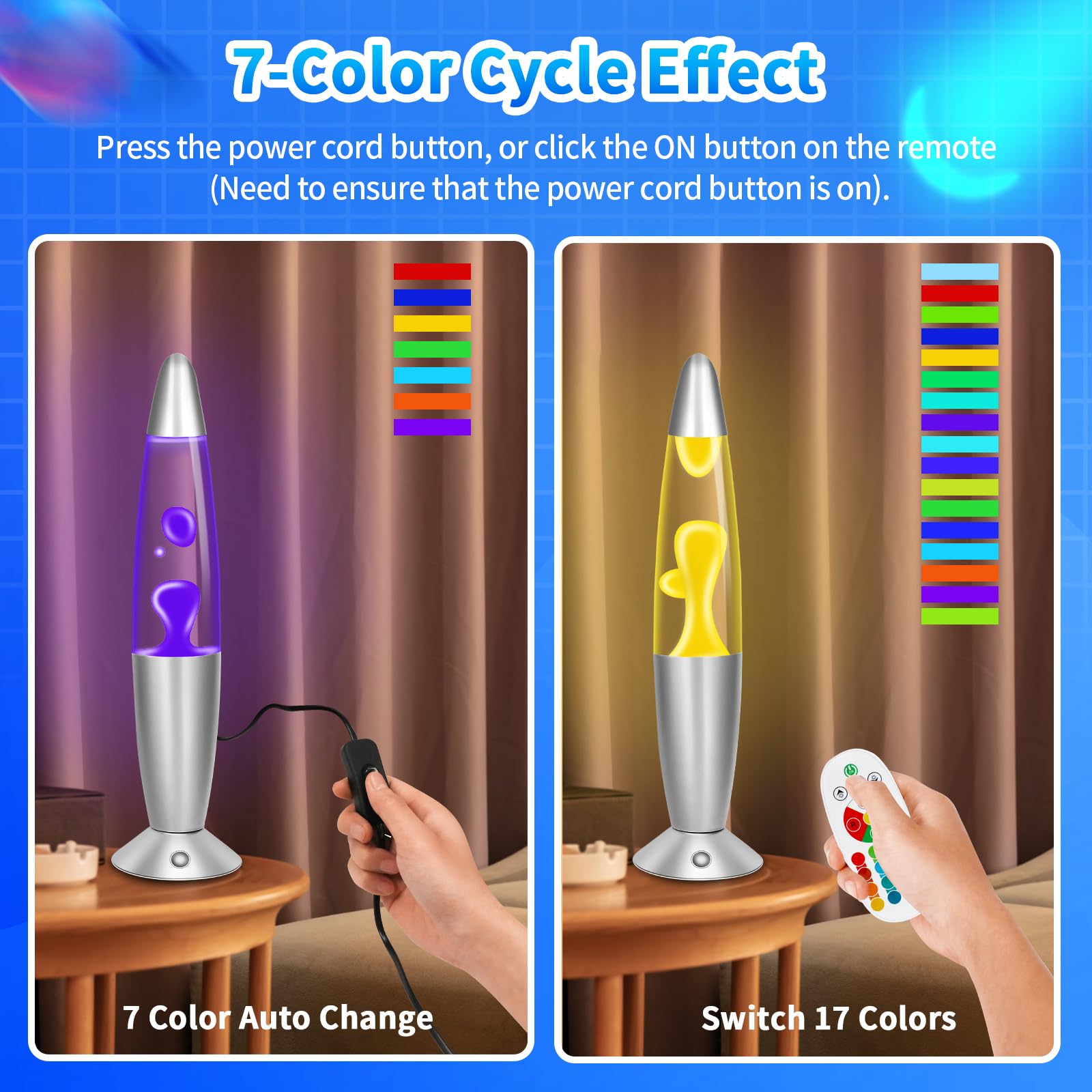 Besight Liquid Motion Lamp, 17 Colors RGB LED Table Lamp, 16 Inch, White Wax, Relaxing Night Light for Home Decor and Parties