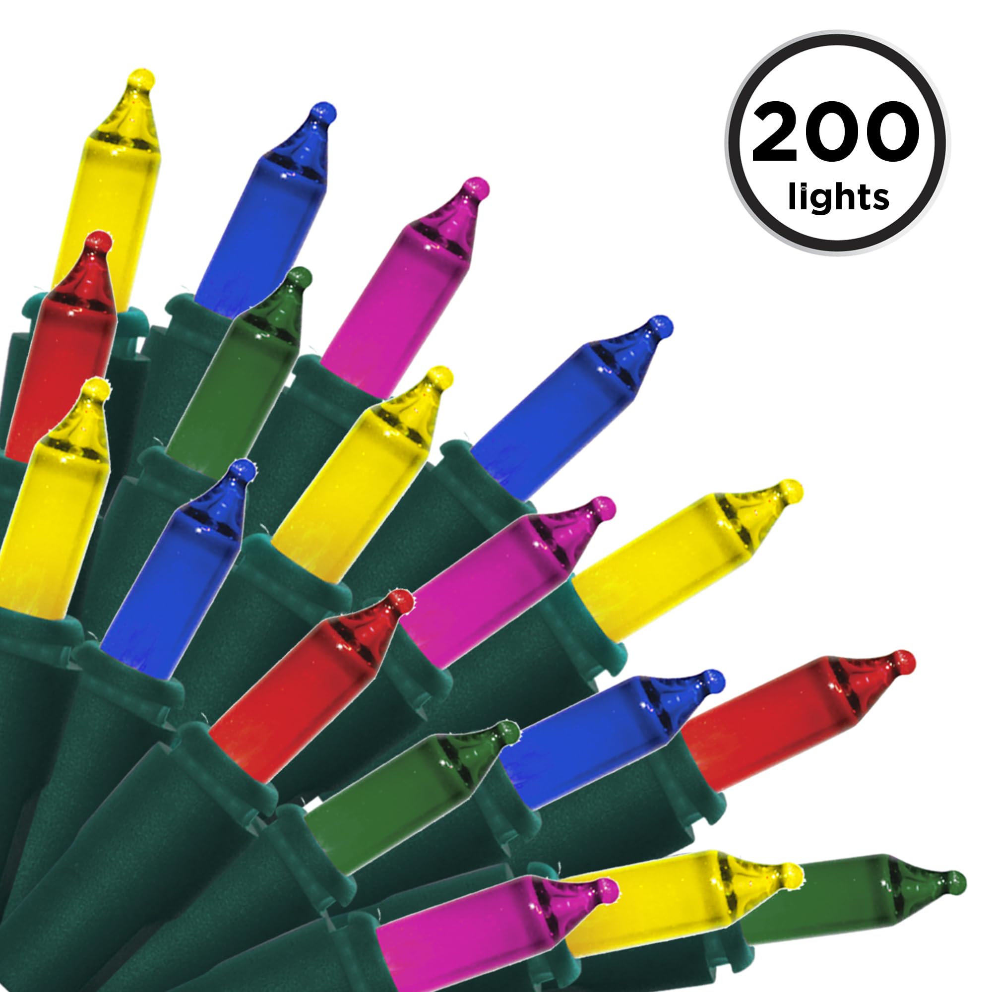 Brite Star 100 Count Mini String Christmas Lights, 22ft, Multicolor, Green Wire, Model 37-340-20, Indoor/Outdoor, Set of 2