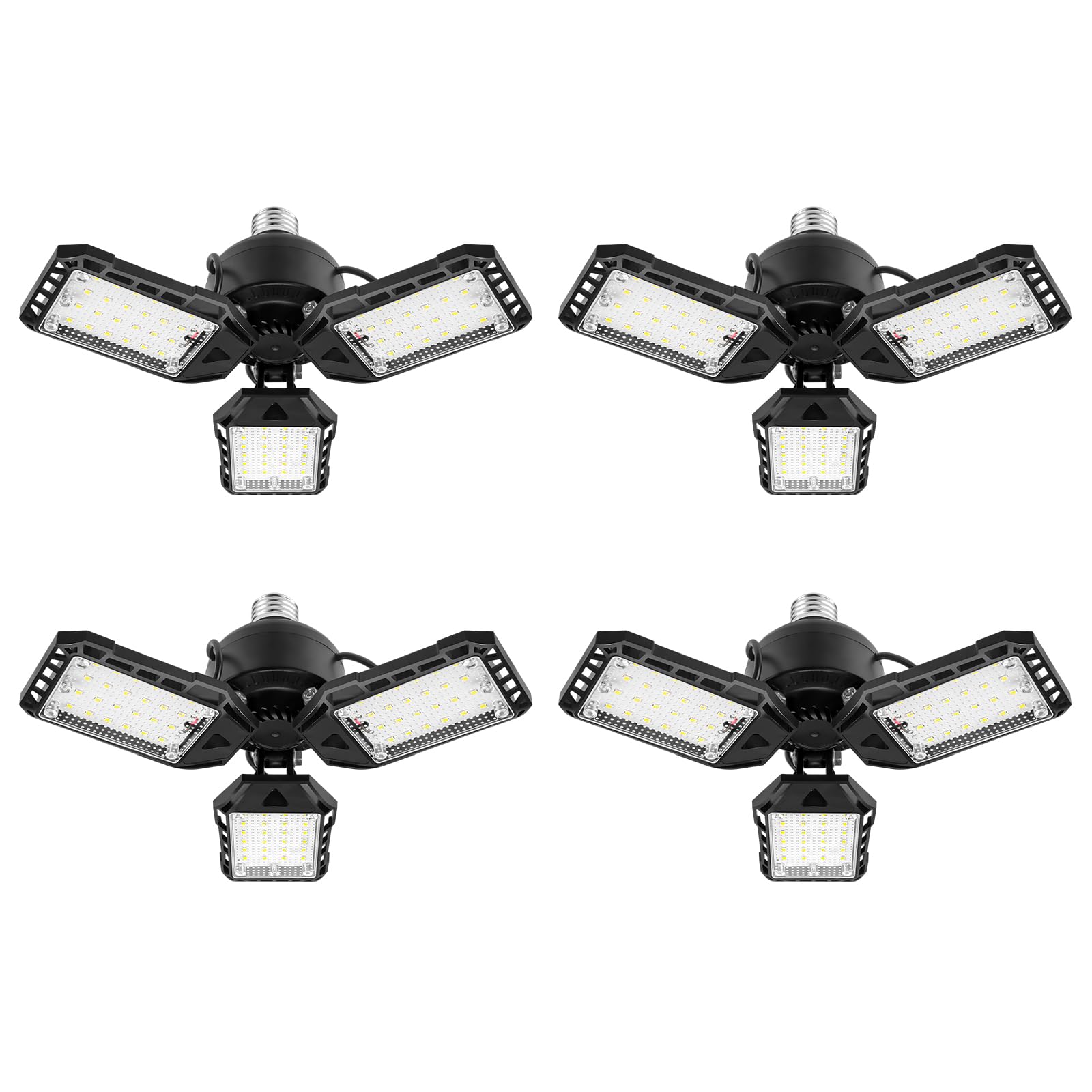 Aoretic LED Garage Lights 80W 8000LM 6500K 4 Pack with 3 Deformable Panels E26/E27
