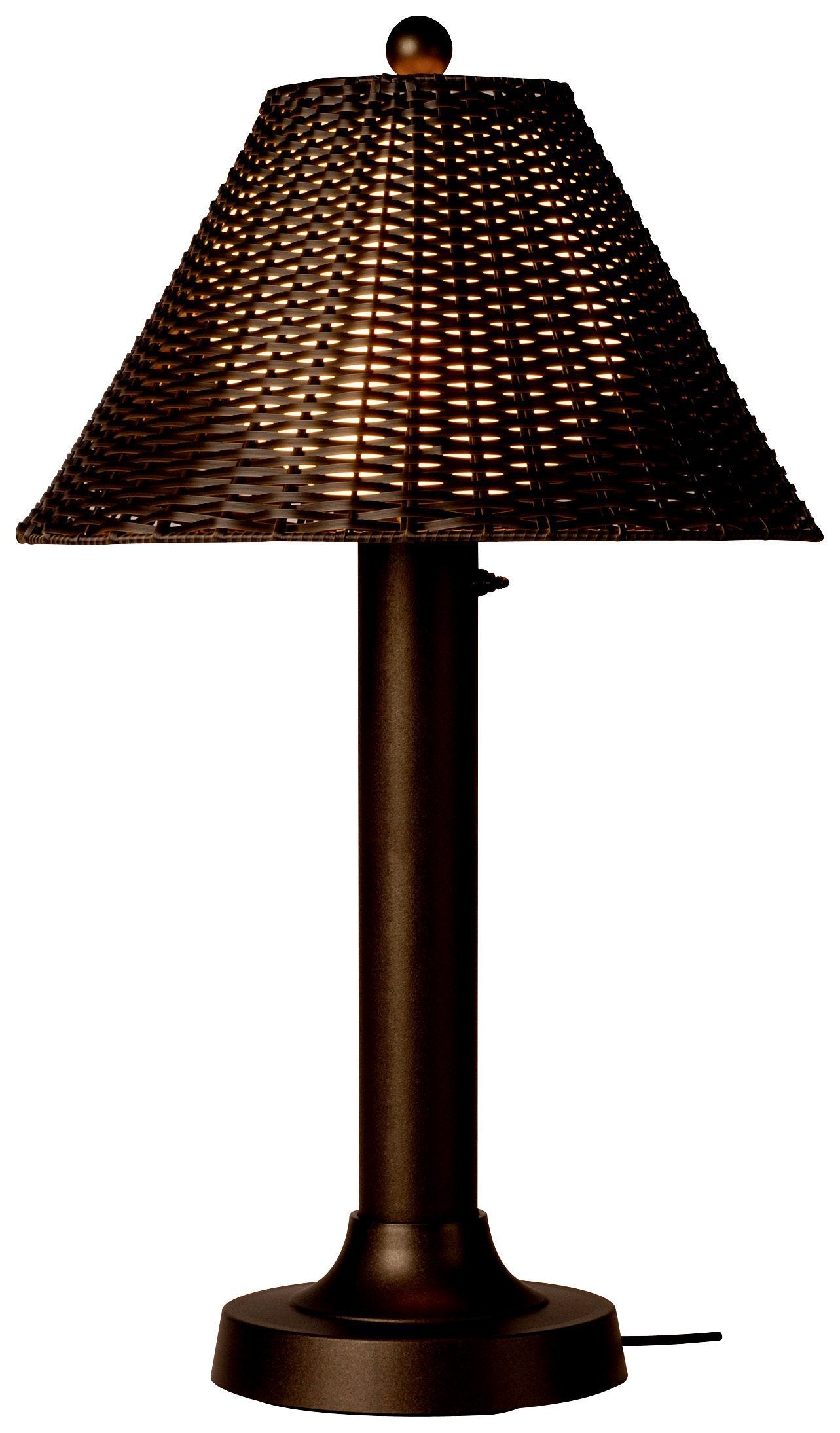 Patio Living Concepts Tahitti Table Lamp, 34in Bronze, Walnut Wicker Shade, Model 17257, Resin Material