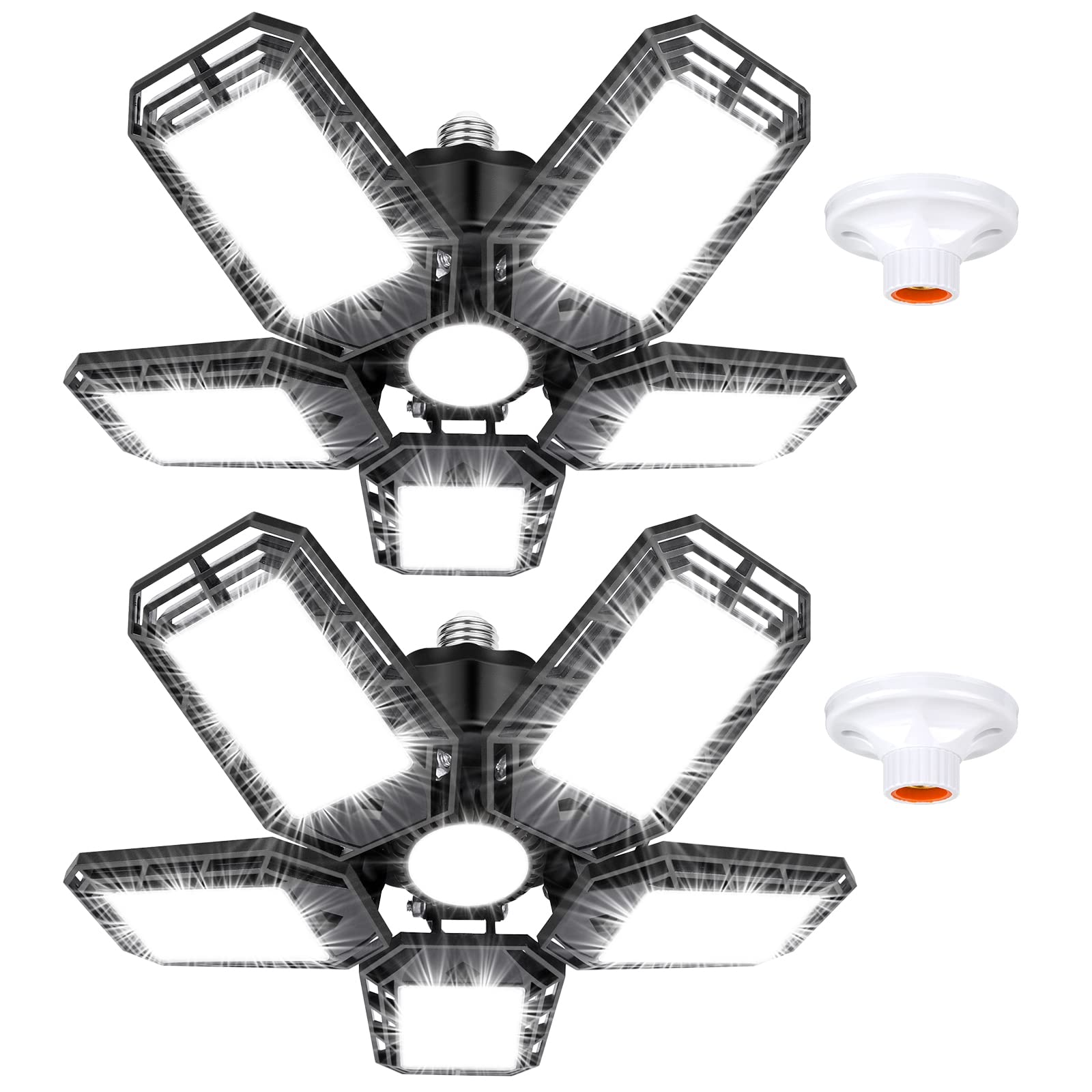 Luyata 160W Led Garage Lights 2 Pack, 16000Lm 6500K Deformable Ceiling Light, E