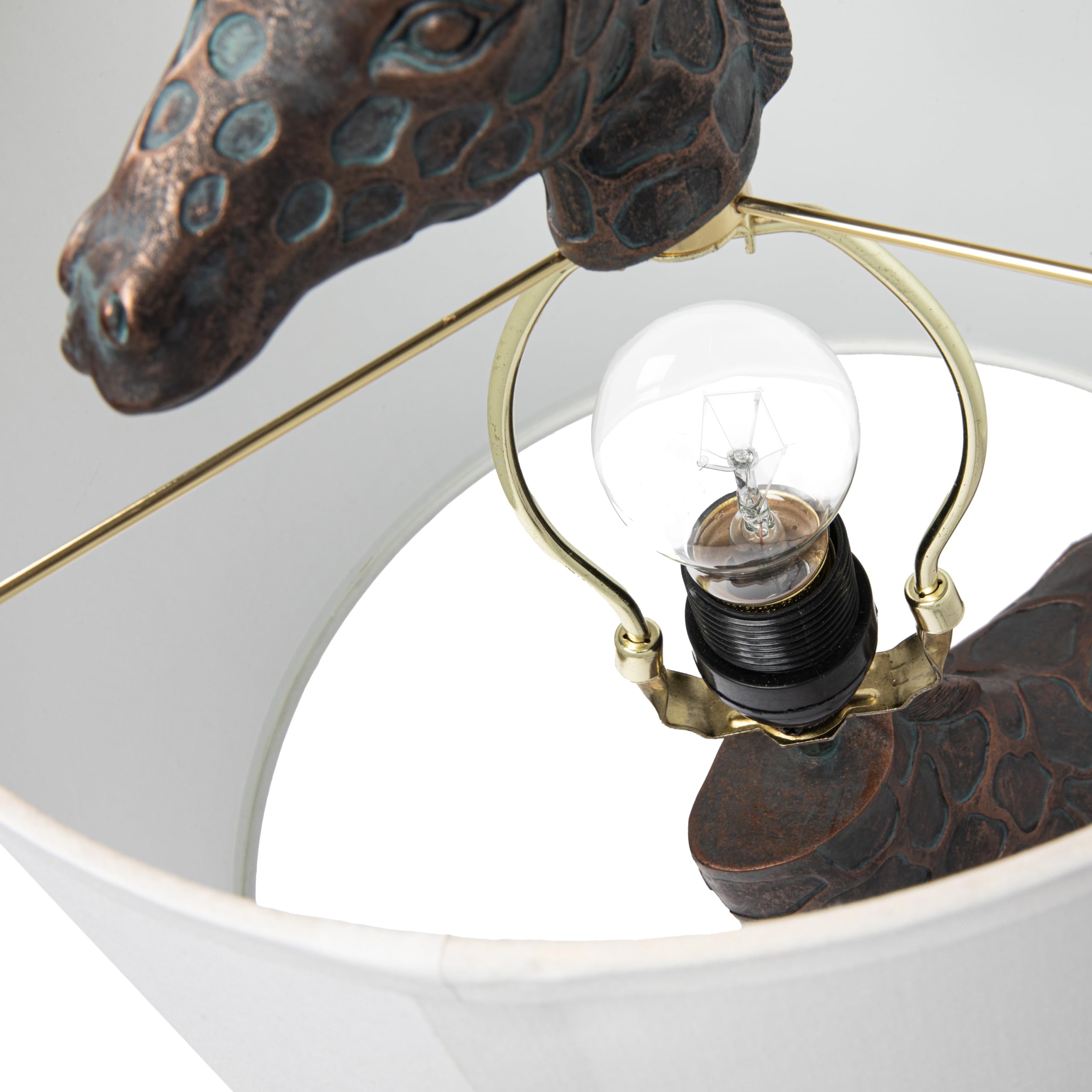 Creative Co-Op Bronze Giraffe Table Lamp with Linen Shade - Stylish Home Lighting Decor