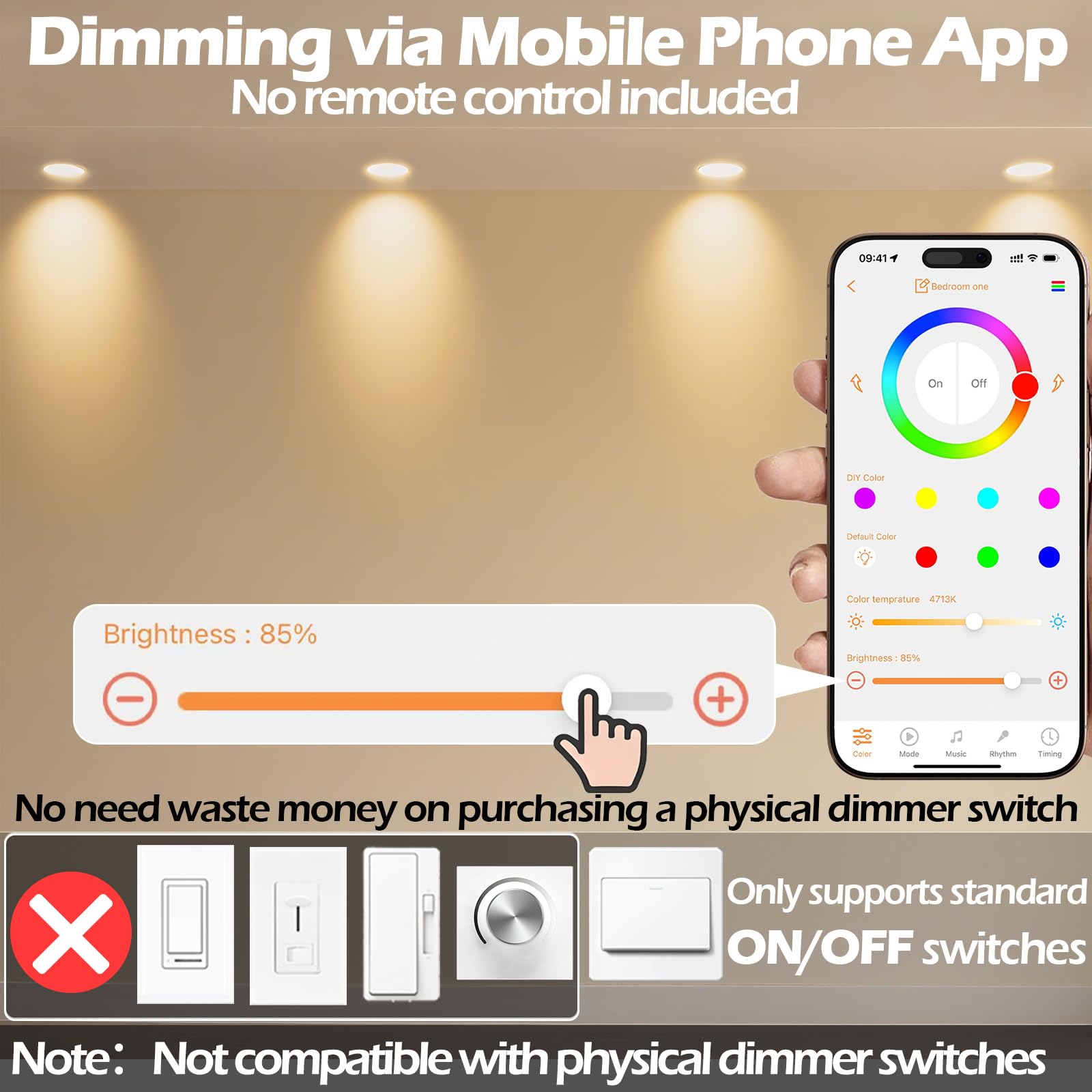 Hydong Color Changing Led Can Lights 12Pack Retrofit Led Recessed Lighting 5/6Inch 13W 1050Lm Smart Recessed Can Lights Compatible With Alexa Bluetooth App Control For Bedroom Kitchen Living Room