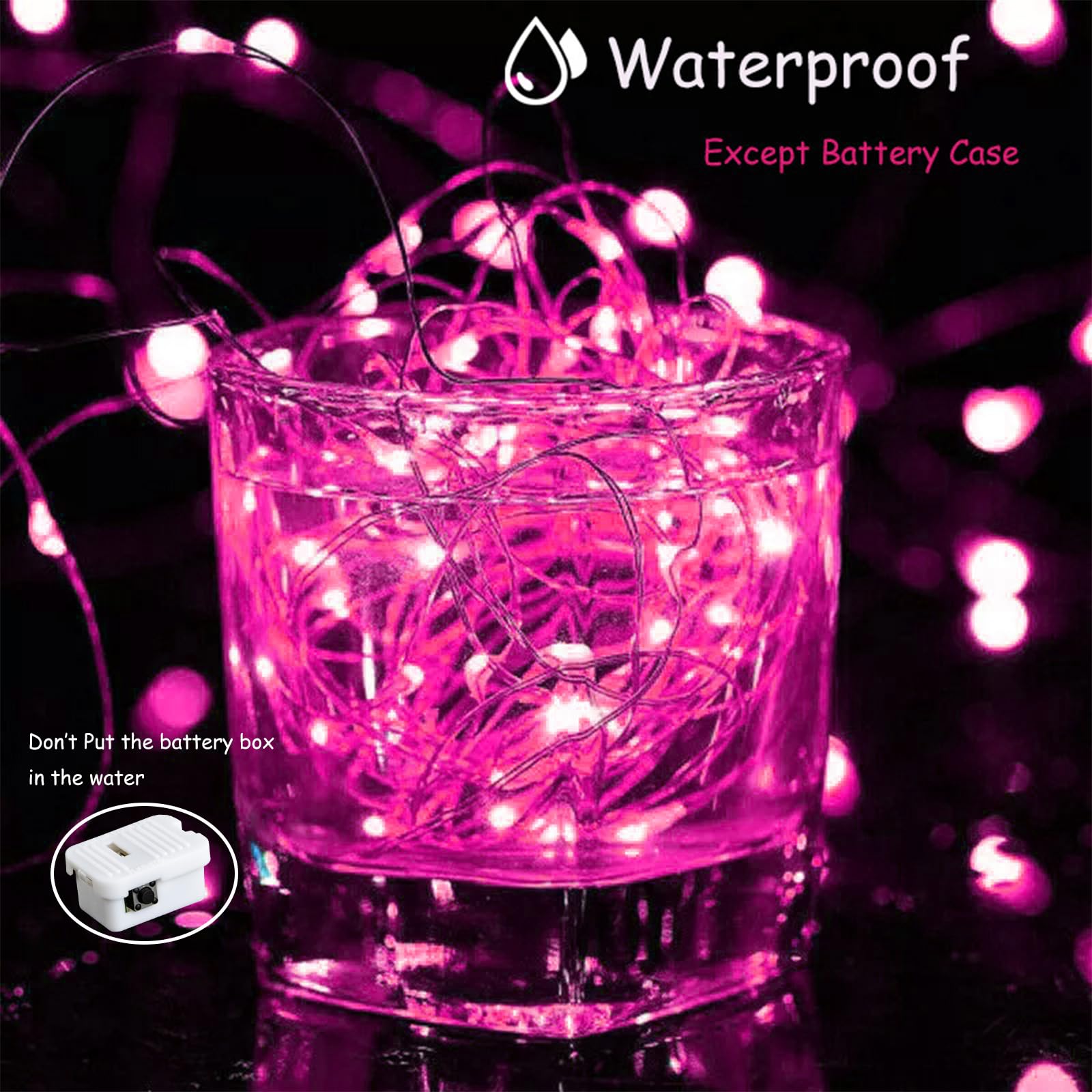 ZGWJ Fairy Lights, 100 Pack Twinkle String Lights, 20 LED, 7FT, Battery Operated, Pink, Model A01-Mini
