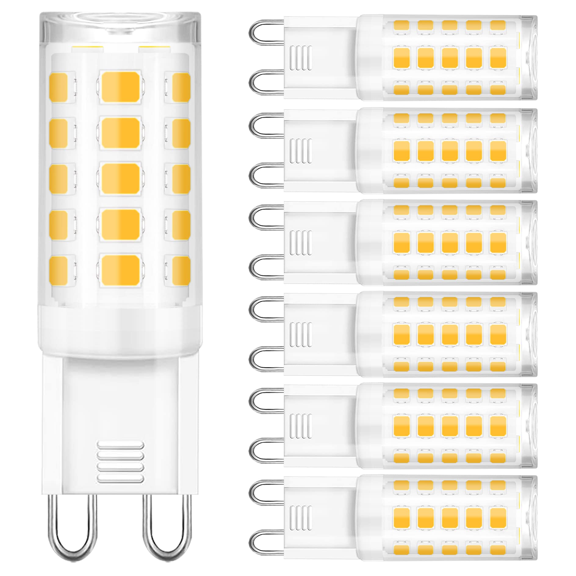 winshine G9 LED Bulb 3000K Warm White, G9 Light Bulb 4W (40W Halogen Equivalent), G9 Bi Pin Ceramic Base 360°Beam Angle 400 Lumen for Chandelier Ceiling Pendant Lighting No-Dimmable, 6 Pack