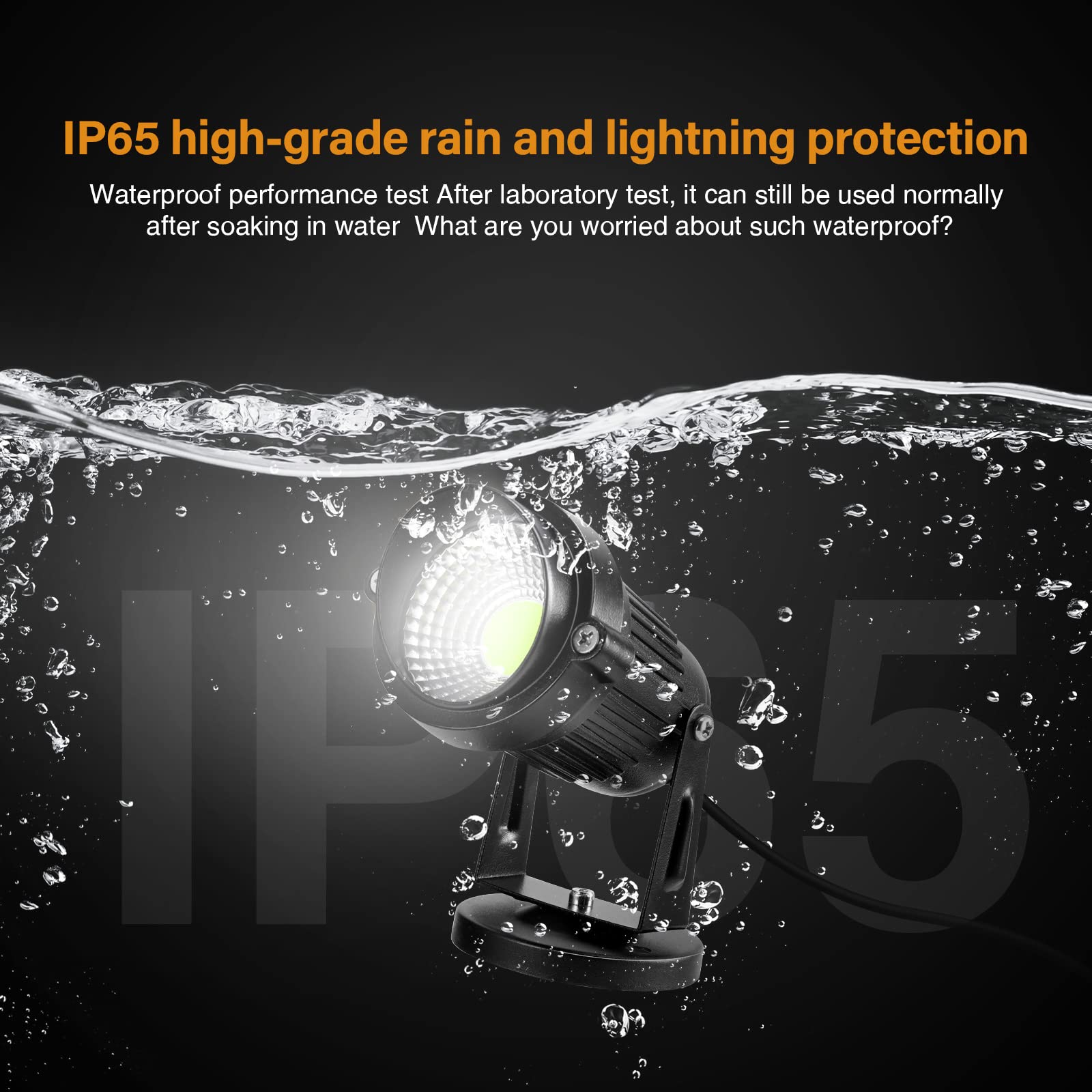 LemonBest 5W Outdoor Landscape Spotlight - Waterproof IP65, 3000K Cool White LED, 6 Pack, Aluminum