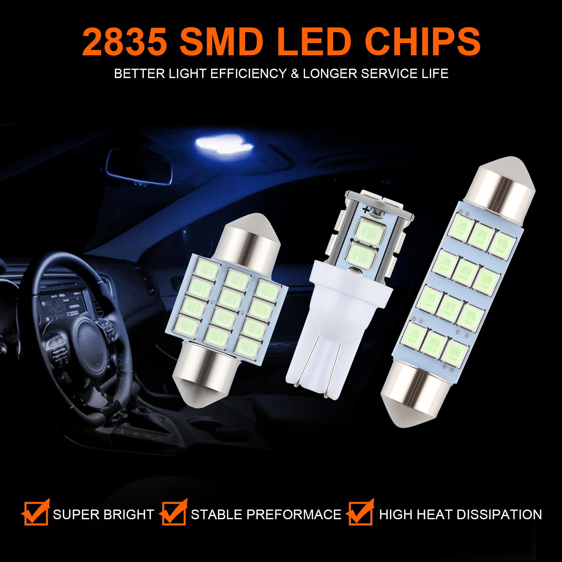 Ifunyled 24 Pieces Dome Light Led Car Interior Bulb Kit Set 194 T10 De3175 578 31Mm 42Mm Bulbs Interior Replacement Lights For C