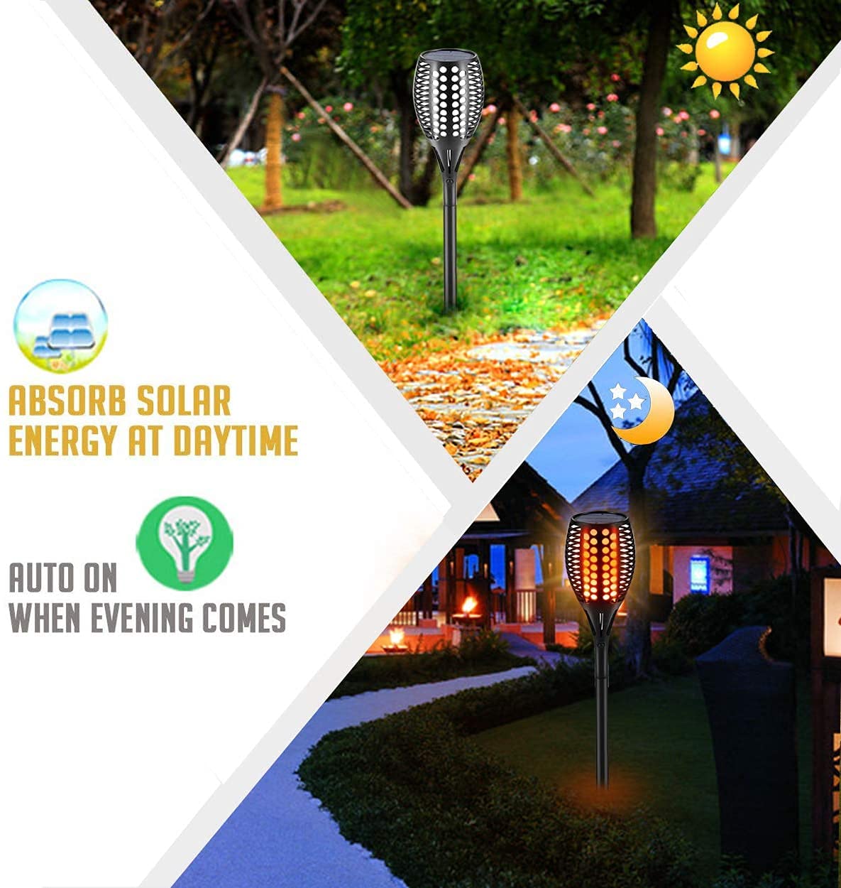 Aityvert Upgraded Larger Solar Torch Lights, Waterproof Outdoor Dancing Flames Light, Flickering Flames Garden Lights, Landscape