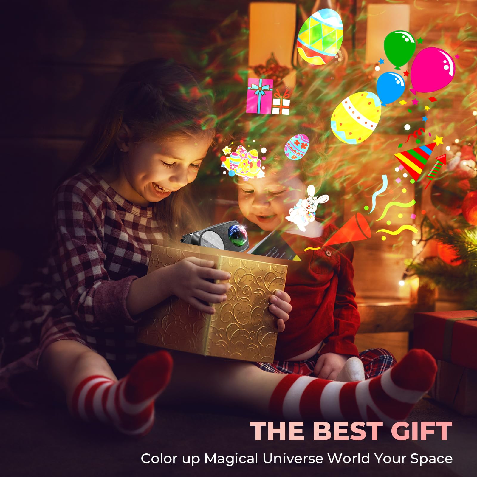 Newest Designed Halloween Christmas Projector Lights Outdoor Waterproof,15W Brighter Hd Ocean Wave Effect,12 Slides 96 No Fade P