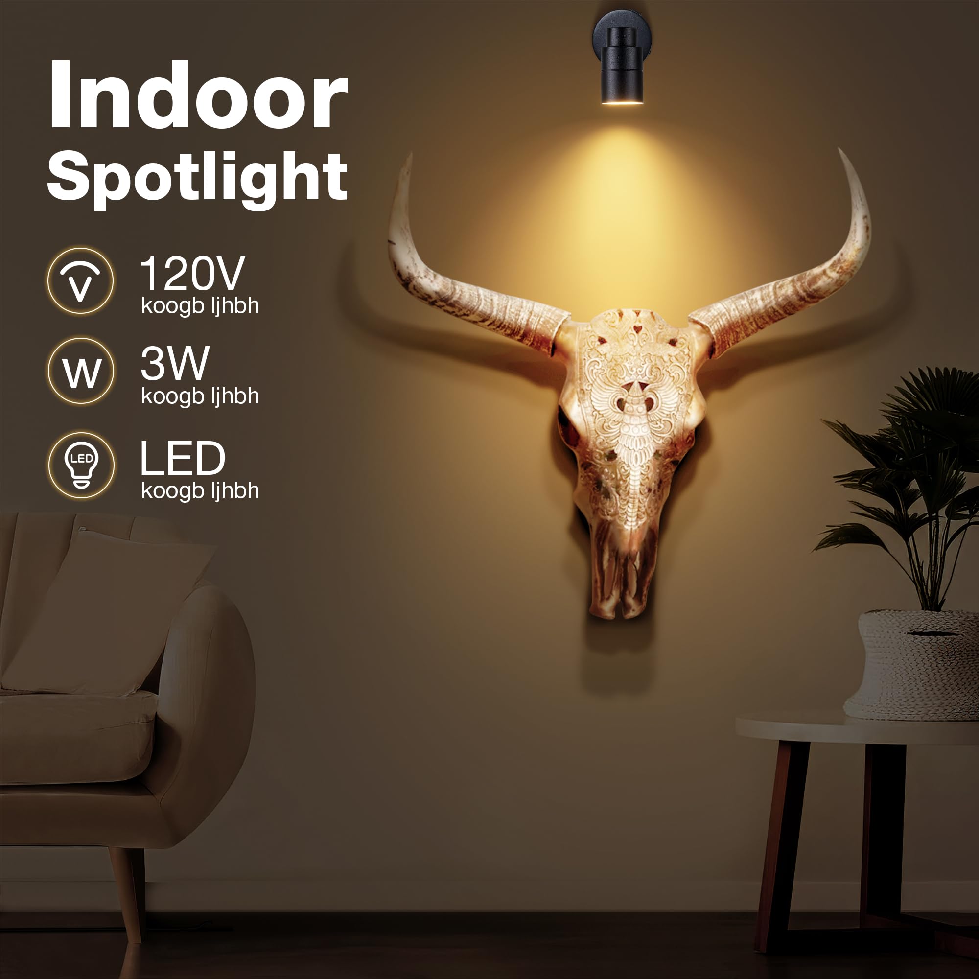 Sunvie 2 Pack Led Indoor Spotlight, 3W 3000K Up Lights For Plants & Artwork, Black, 5