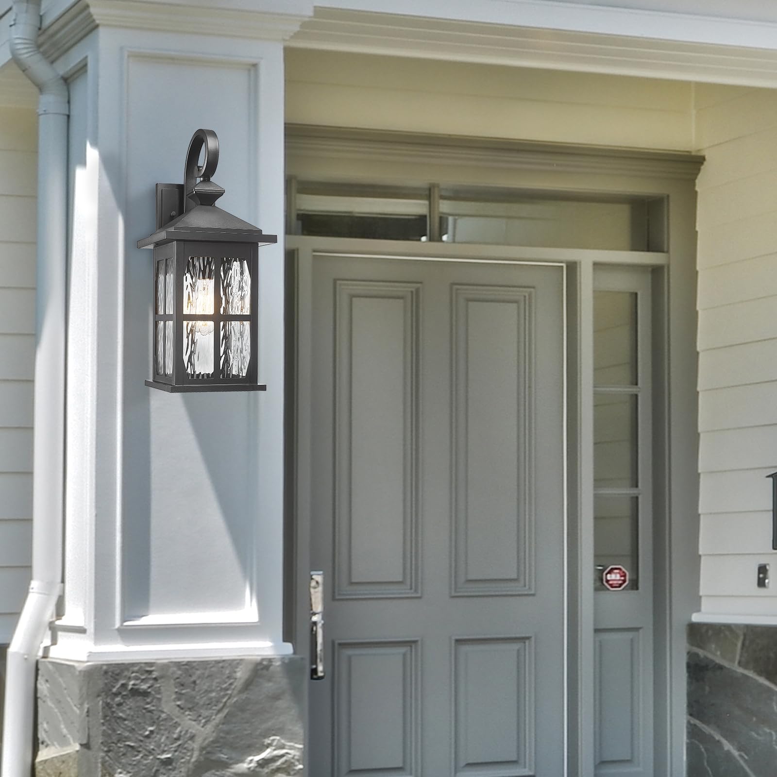 Darkaway Large Outdoor Light Fixtures Wall Mount  21Inch Outside Wall Lights Exterior Lighting Fixture With Water Ripple Glass Outdoor Wall Sconce For House Porch Hallway Garage Front Door