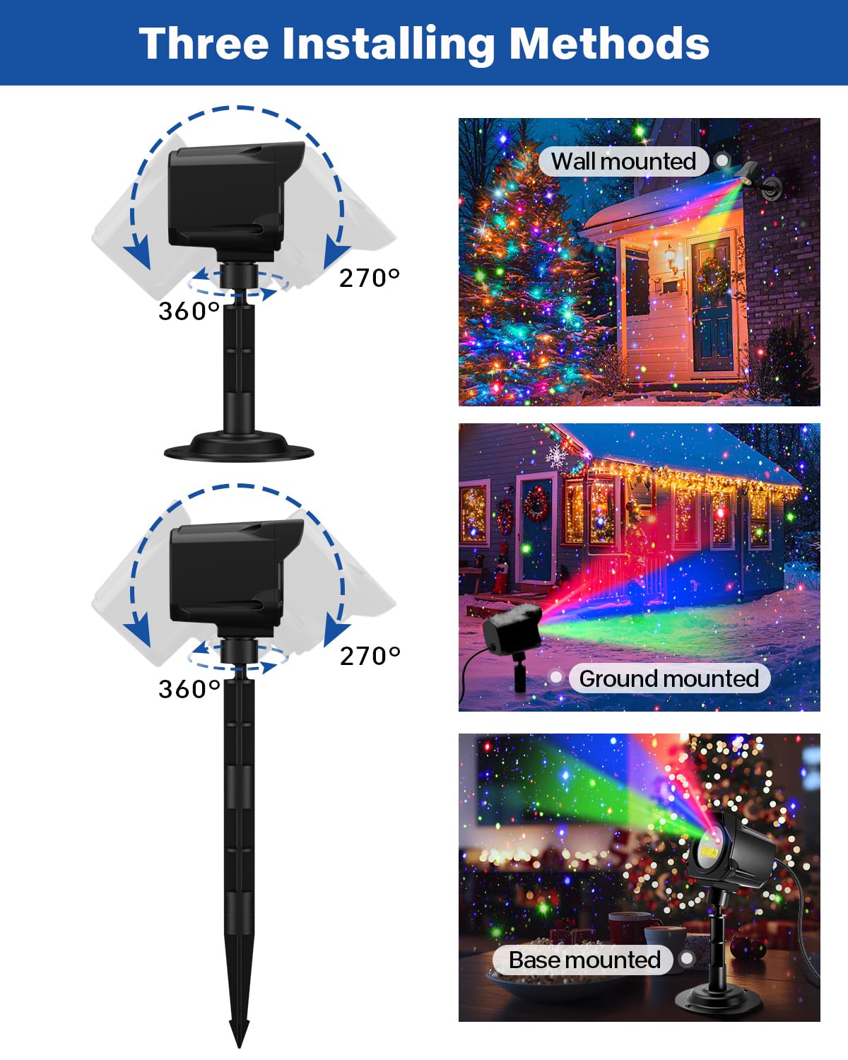 Yivsen Laser Christmas Projector Lights Outdoor, Christmas Decorations Stars Light Show, Efficient Heat Dissipation, Waterproof,