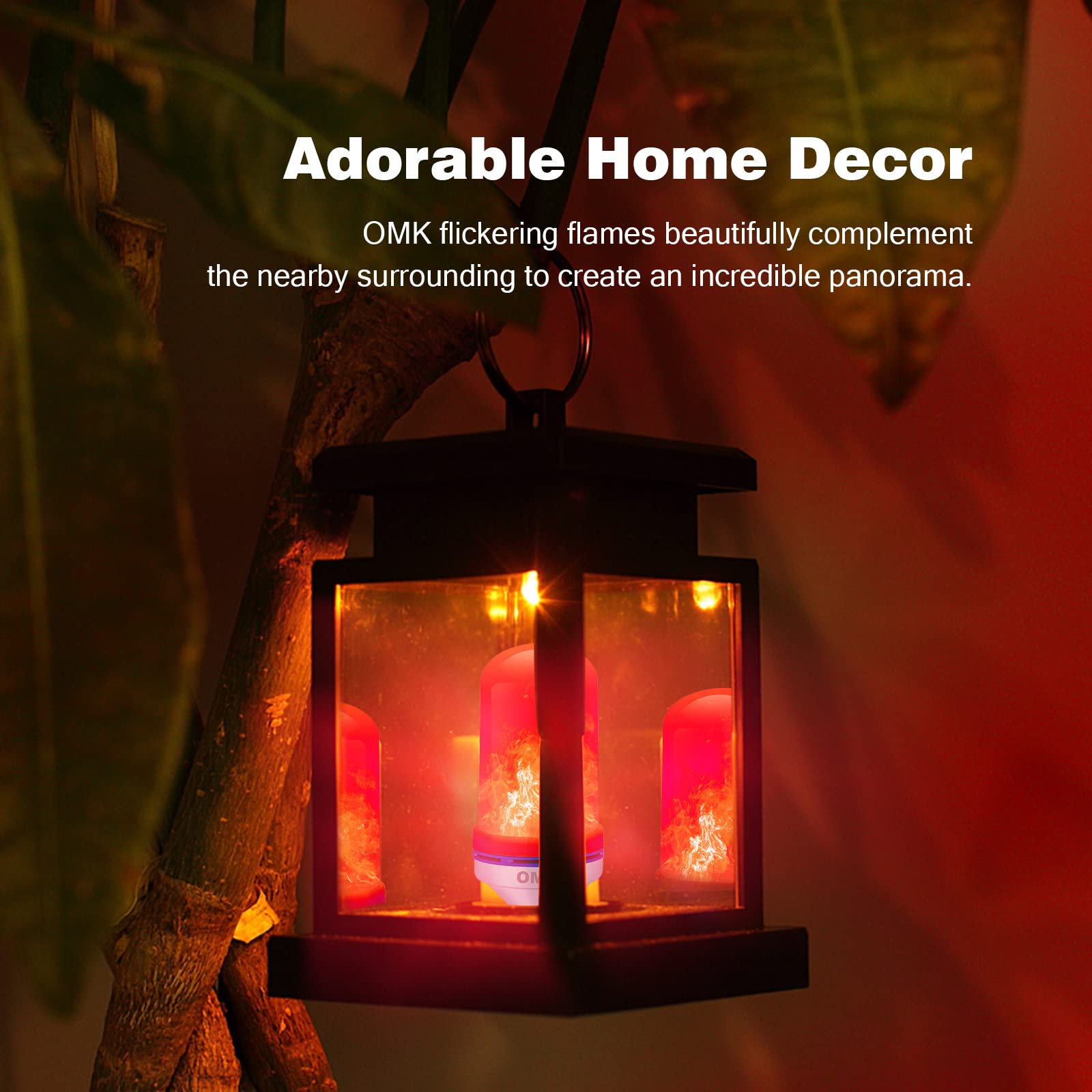 Omk - Halloween Decor Led Flame Effect Light Bulbs - Newest Upgraded 4 Modes Fire Simulated Lamps - Christmas Decorations, Party, Indoor/Outdoor Decoration Lights(Red 2)